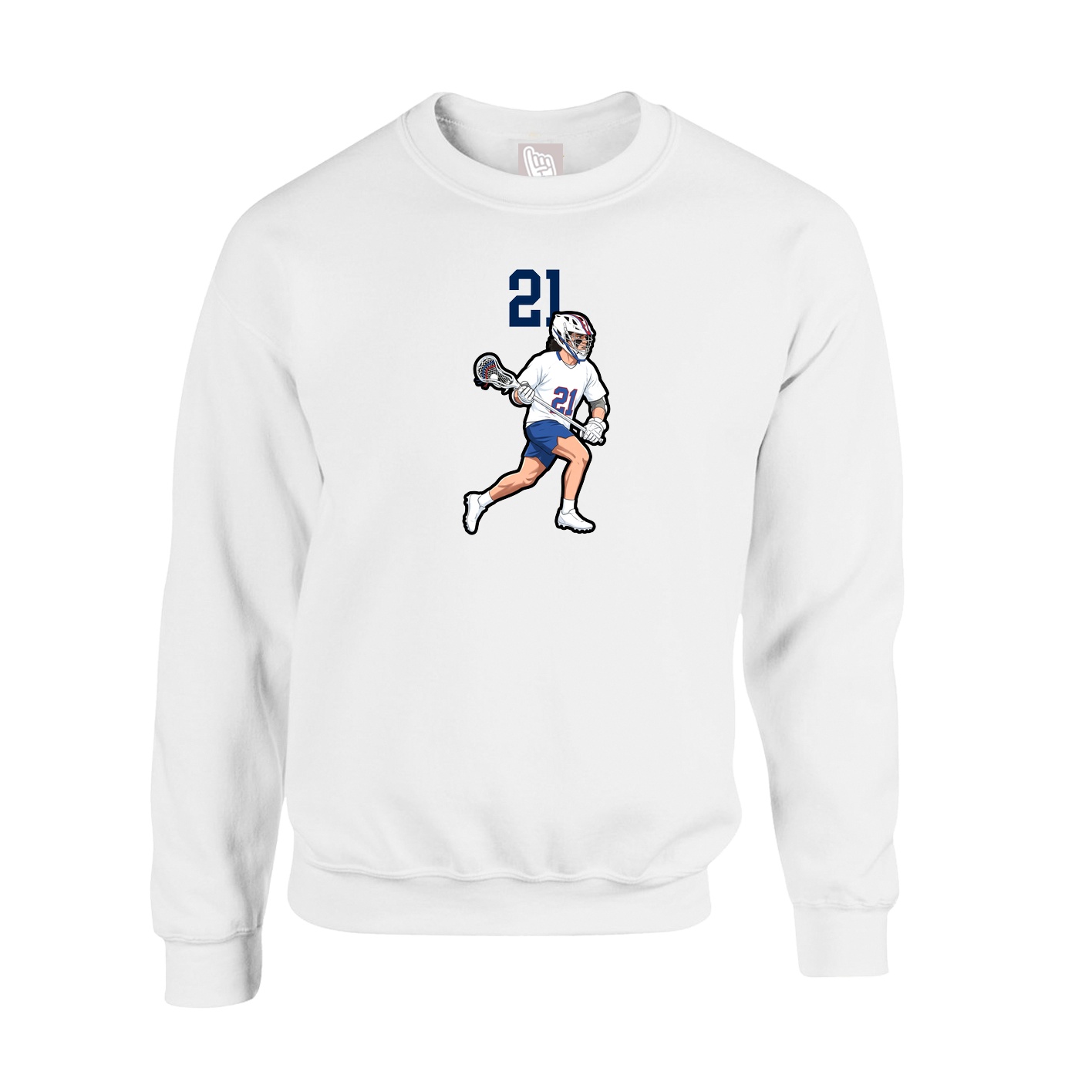 Fleece Crew — Number Top in White