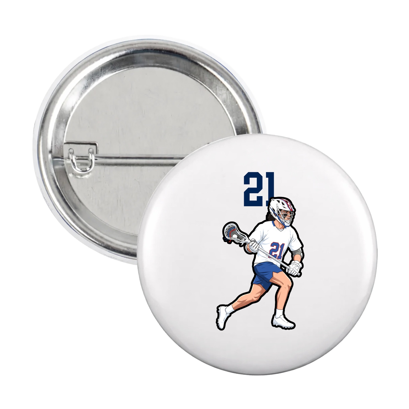 Game Day Button — Number Top in White
