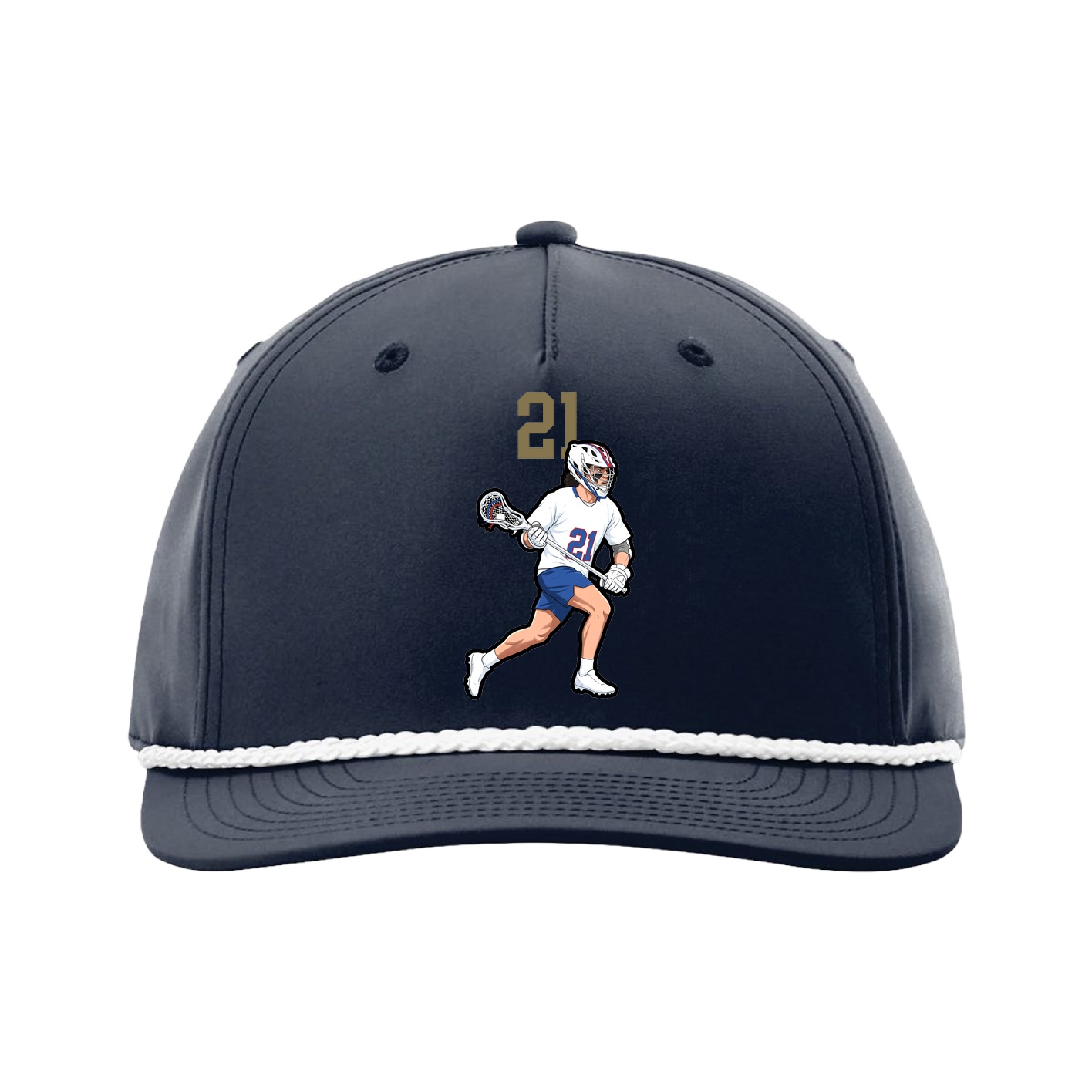 Five-Panel Classic Rope Cap — Number Top in Navy