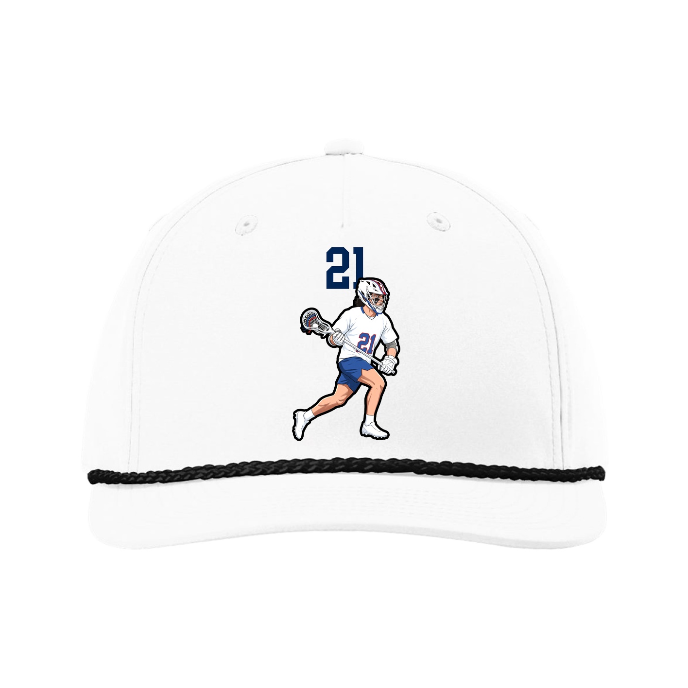 Five-Panel Classic Rope Cap — Number Top in White