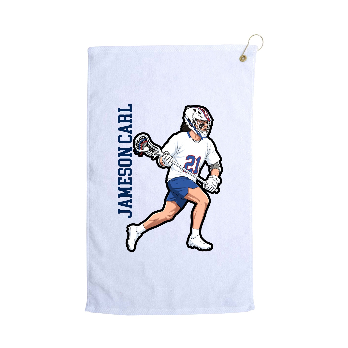 Golf Towel — Name Vertical in White
