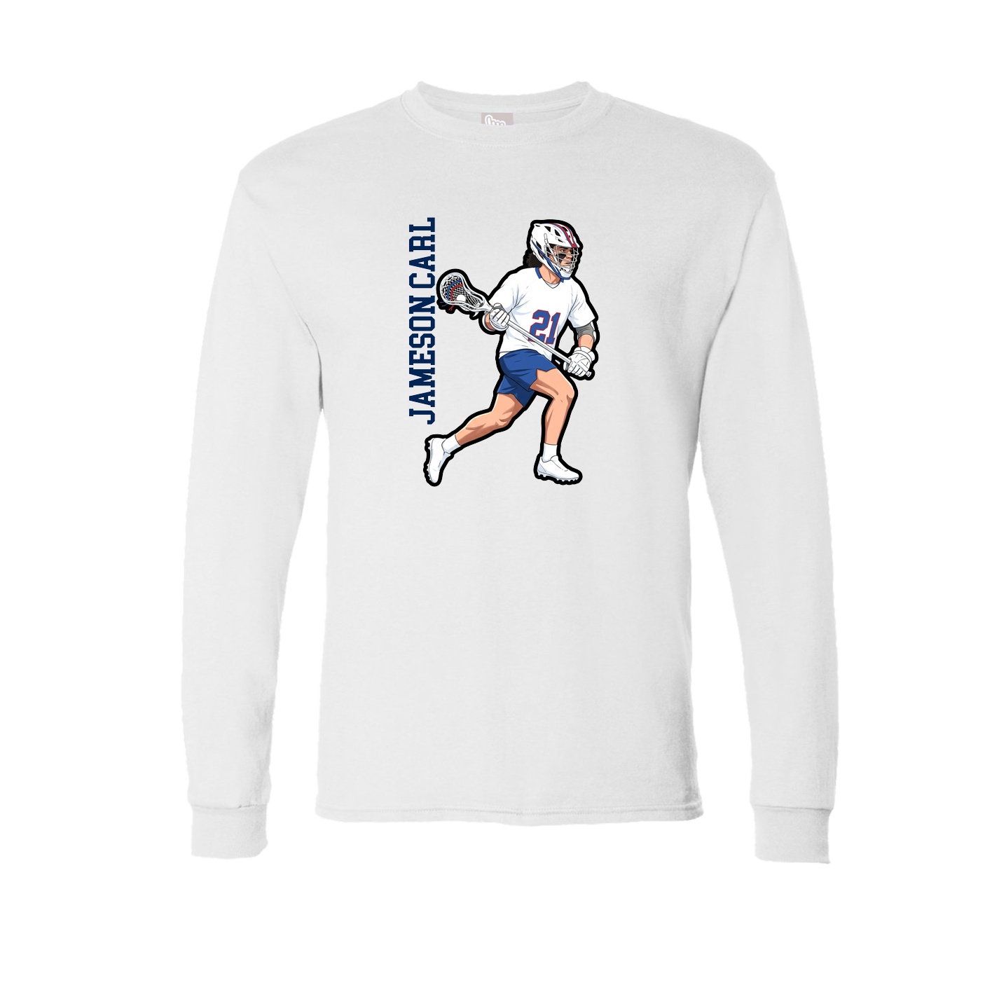 Long Sleeve Tee — Name Vertical in White