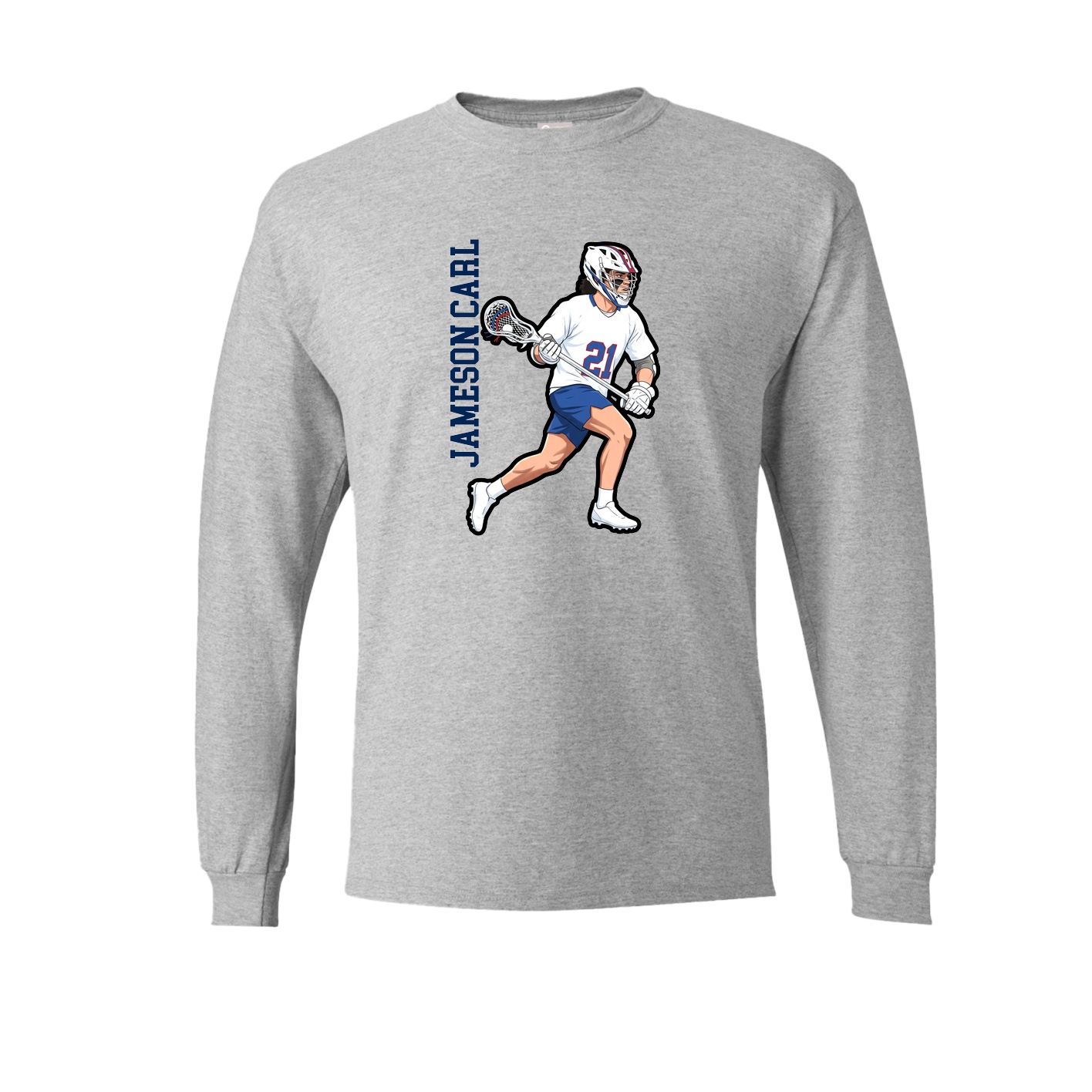 Long Sleeve Tee — Name Vertical in Grey