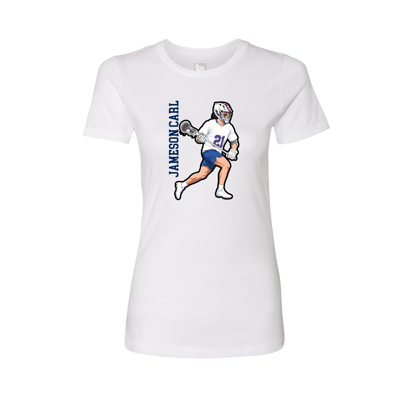 Womens Tee — Name Vertical in White