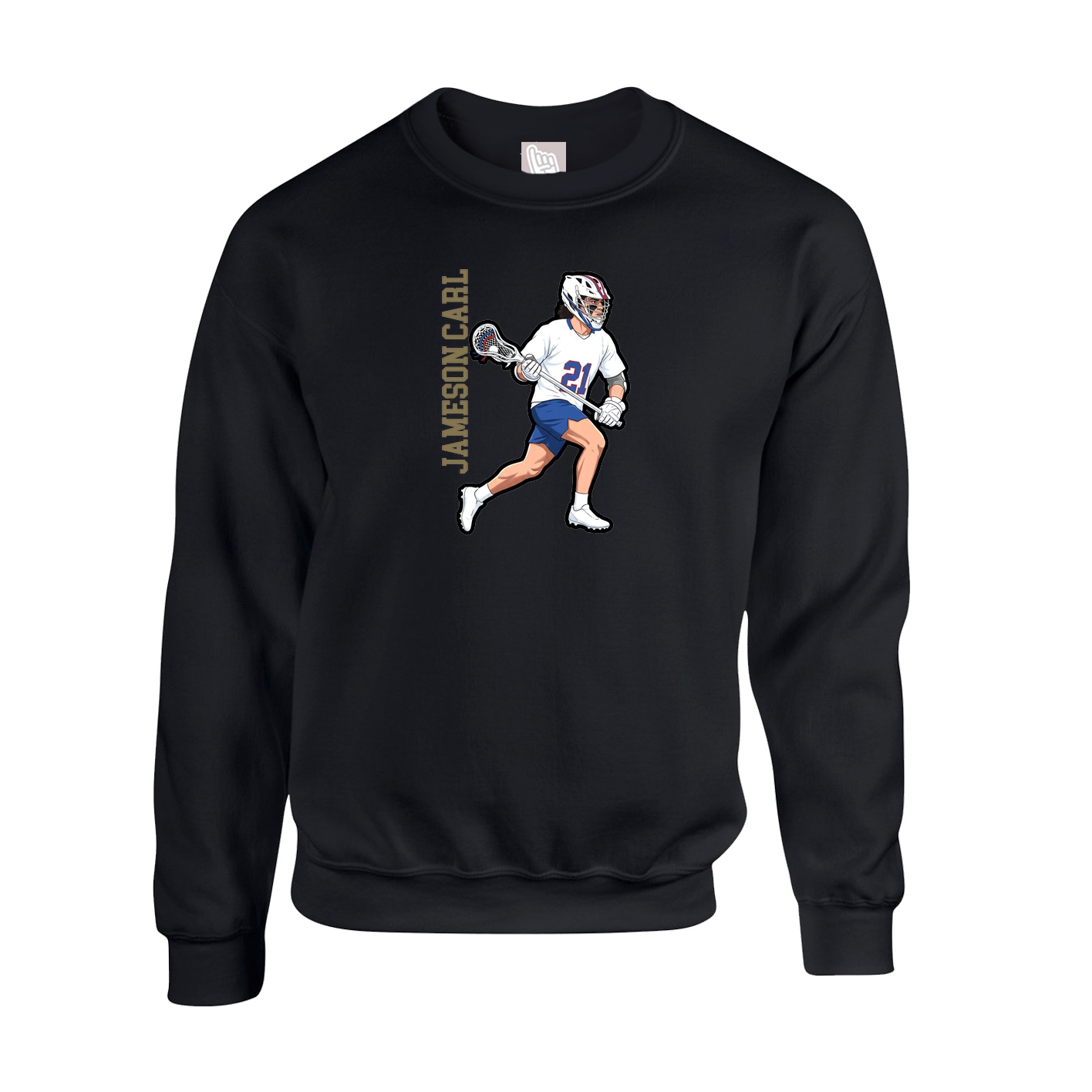 Fleece Crew — Name Vertical in Black