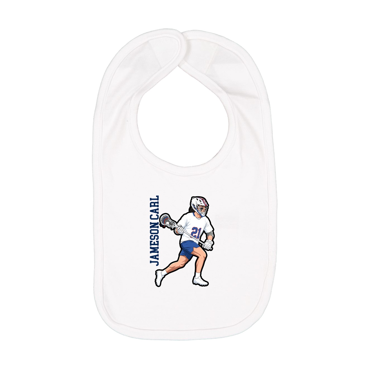 Infant Bib — Name Vertical in White