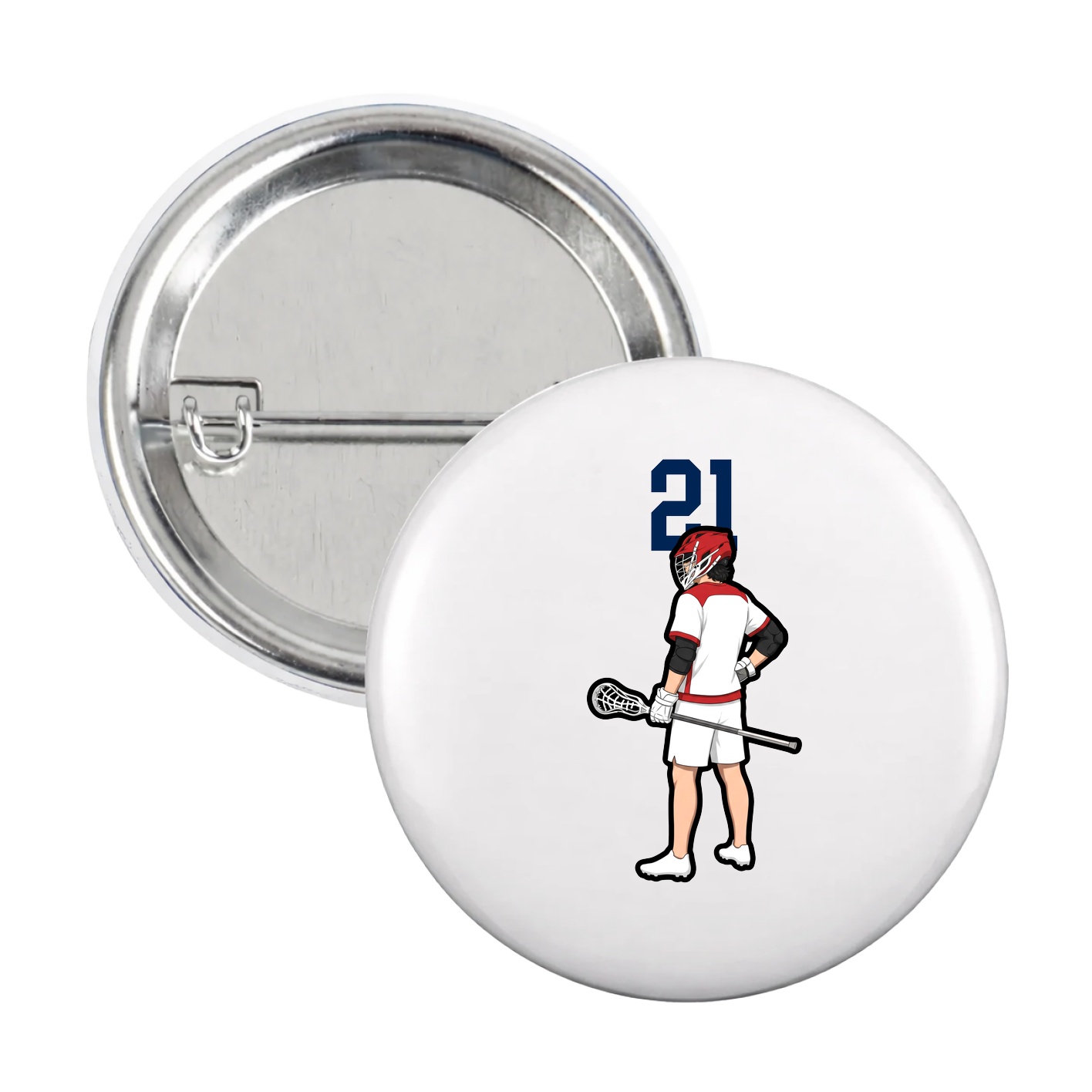 Game Day Button — Number Top in White