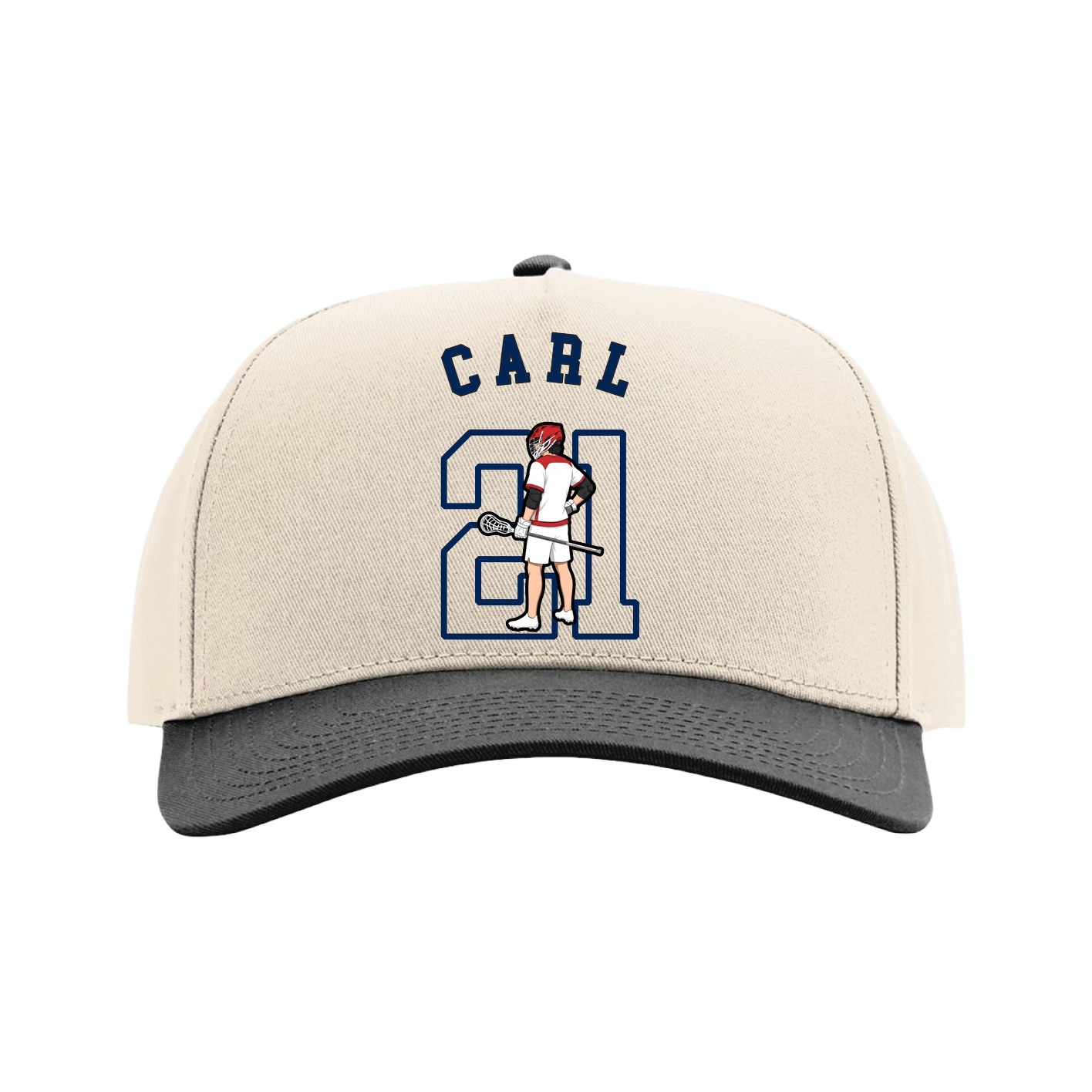 Full Fabric Five-Panel Champ Cap — Shirsey Arch in Cream/Black