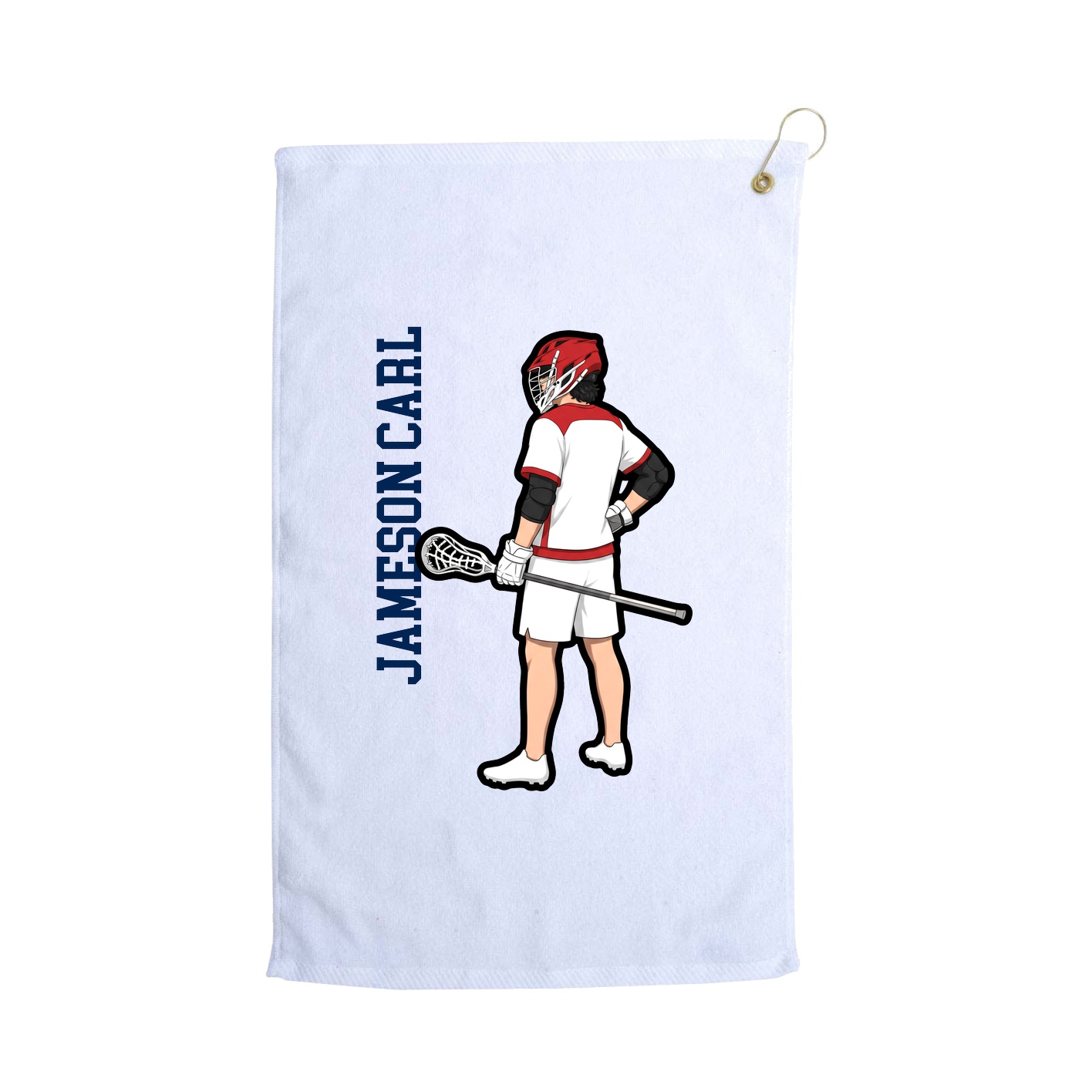 Golf Towel — Name Vertical in White