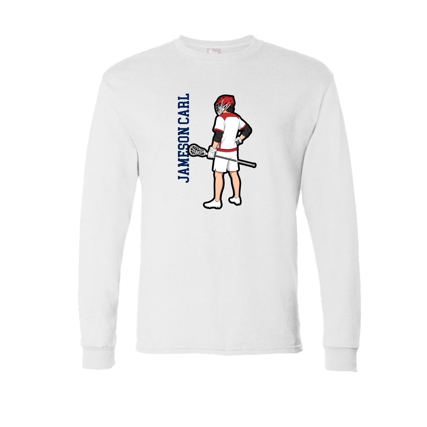 Long Sleeve Tee — Name Vertical in White