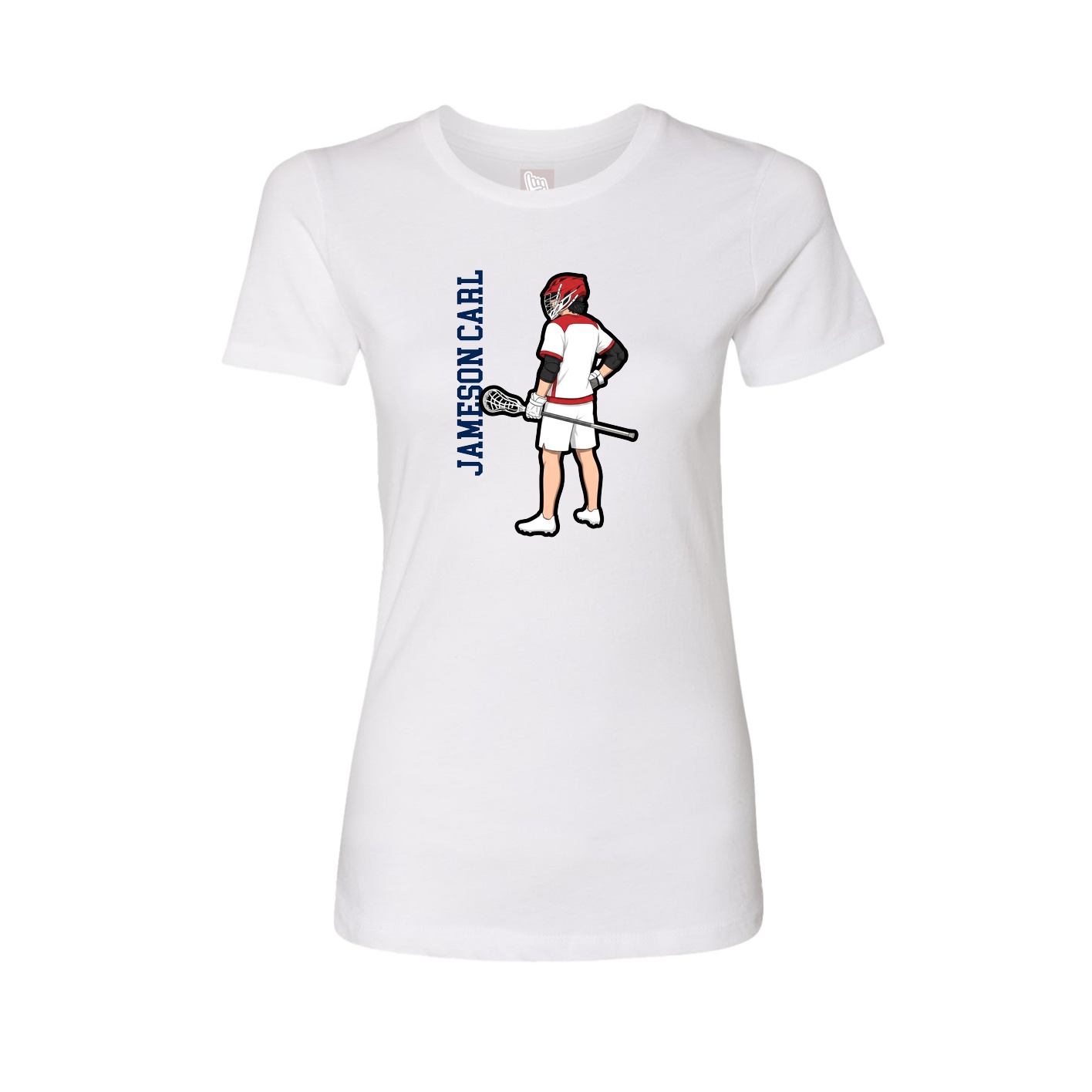 Womens Tee — Name Vertical in White