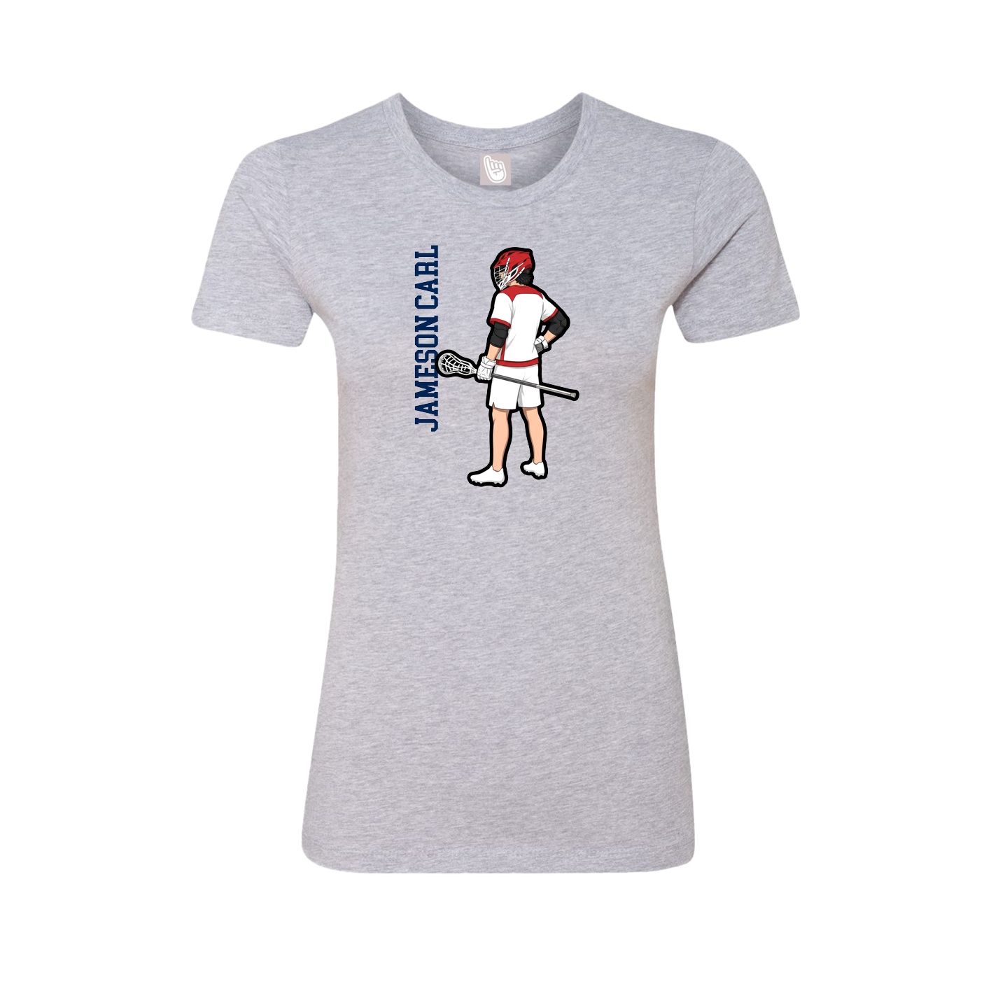 Fitted Women's Tee — Name Vertical in Grey