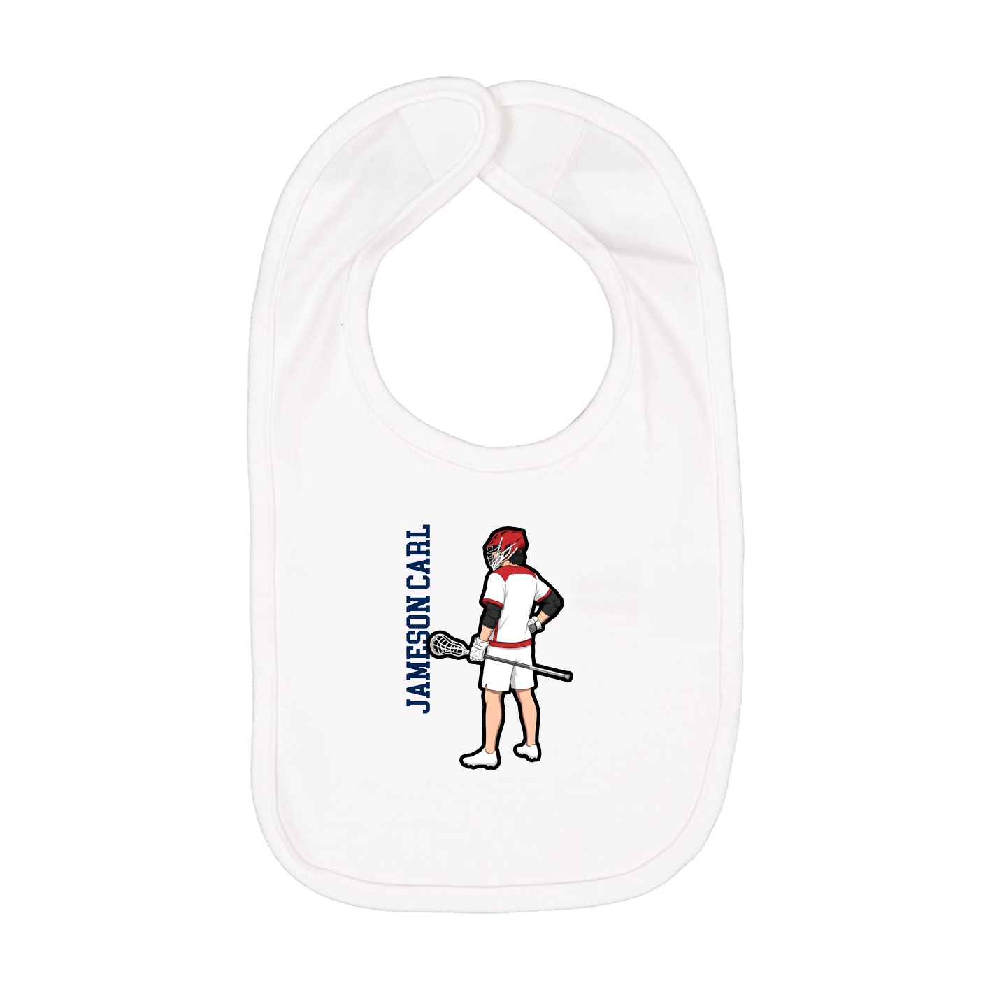 Infant Bib — Name Vertical in White