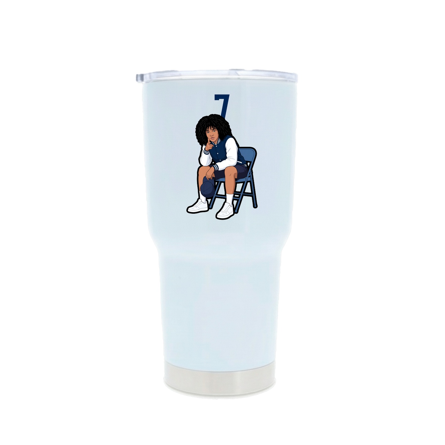 30oz Stainless Steel Tumbler — Number Top in White