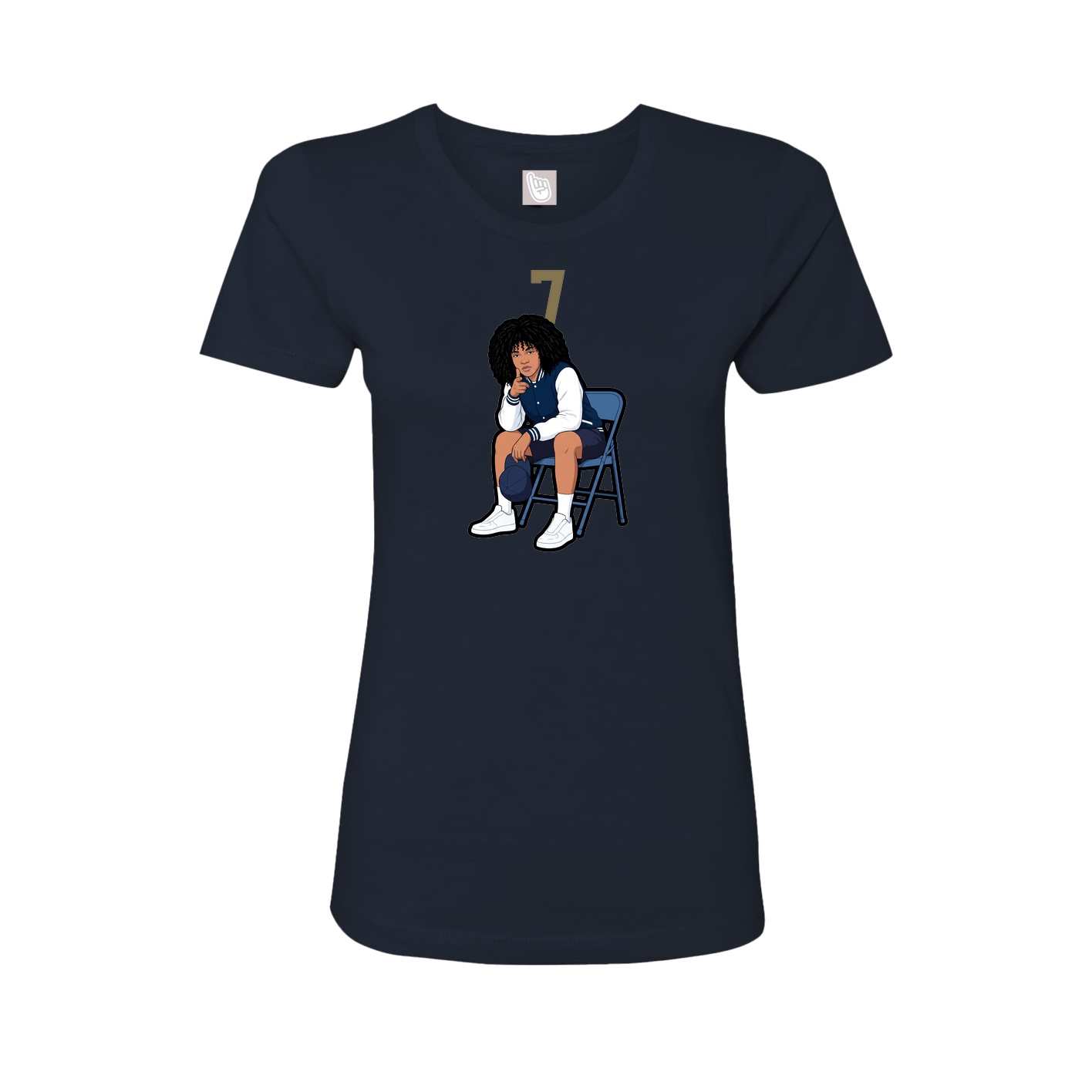 Fitted Women's Tee — Number Top in Navy