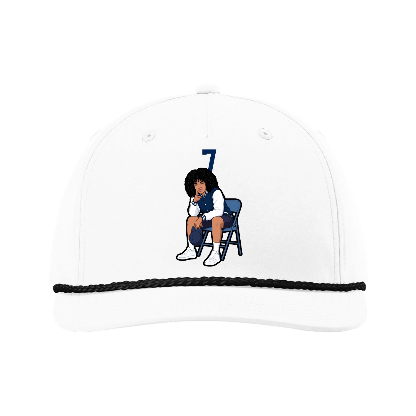 Five-Panel Classic Rope Cap — Number Top in White