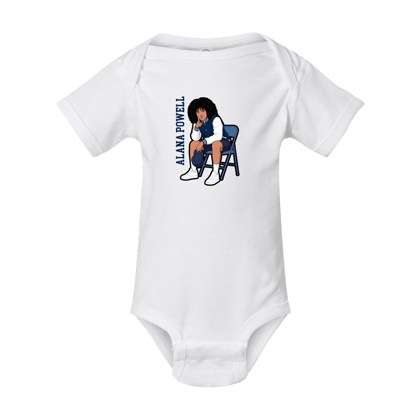 Baby Onesie — Name Vertical in White