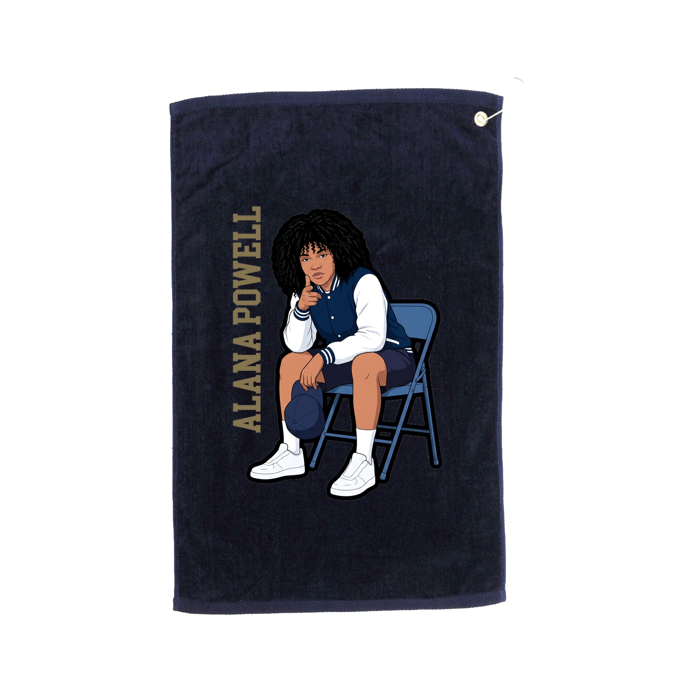 Golf Towel — Name Vertical in Navy