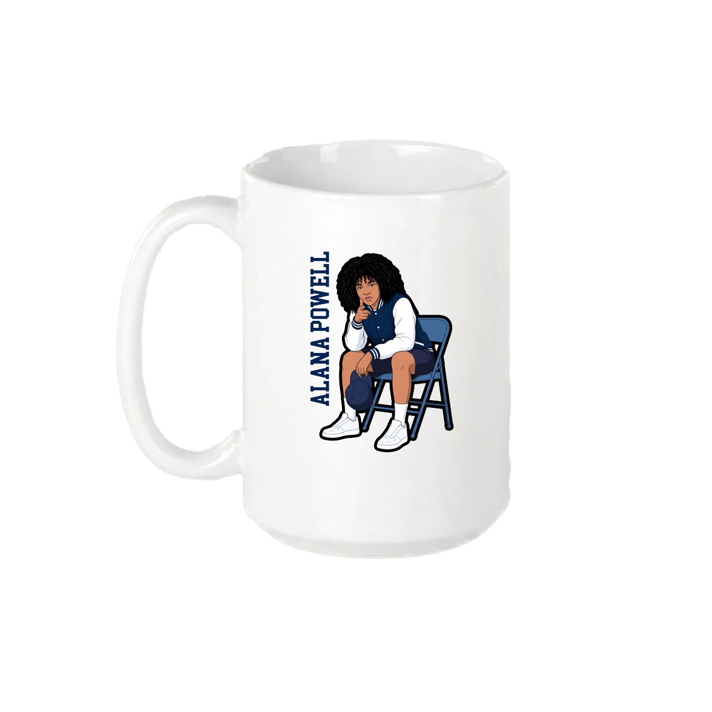 15oz Coffee Mug — Name Vertical in White