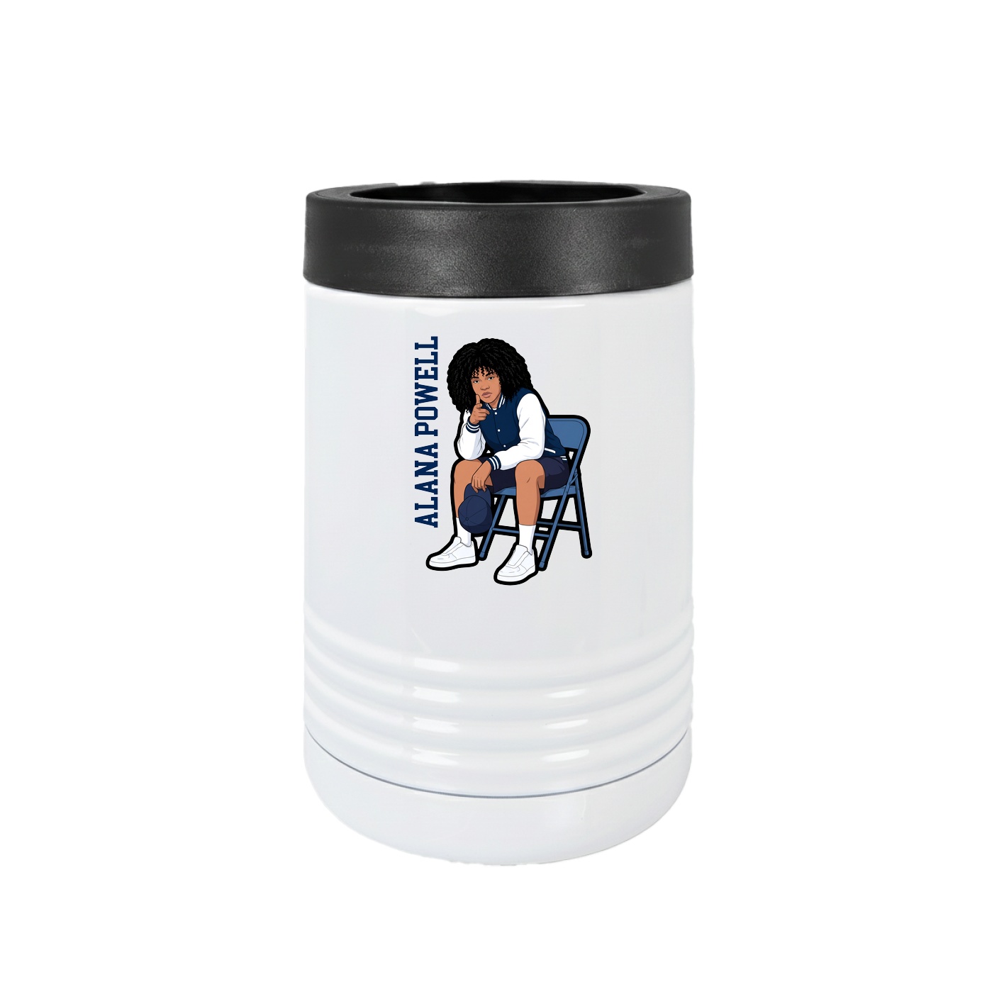 Beverage Holder — Name Vertical in White