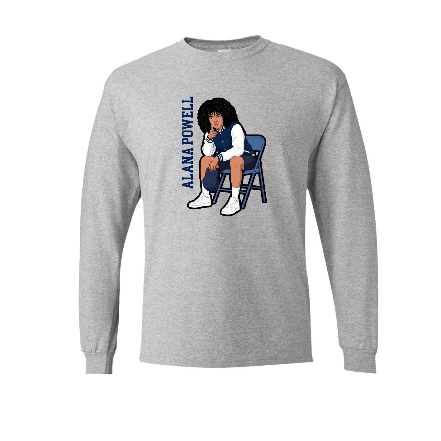 Long Sleeve Tee — Name Vertical in Grey