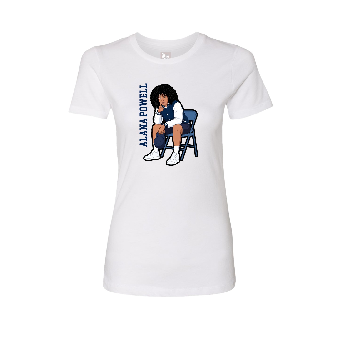 Fitted Women's Tee — Name Vertical in White