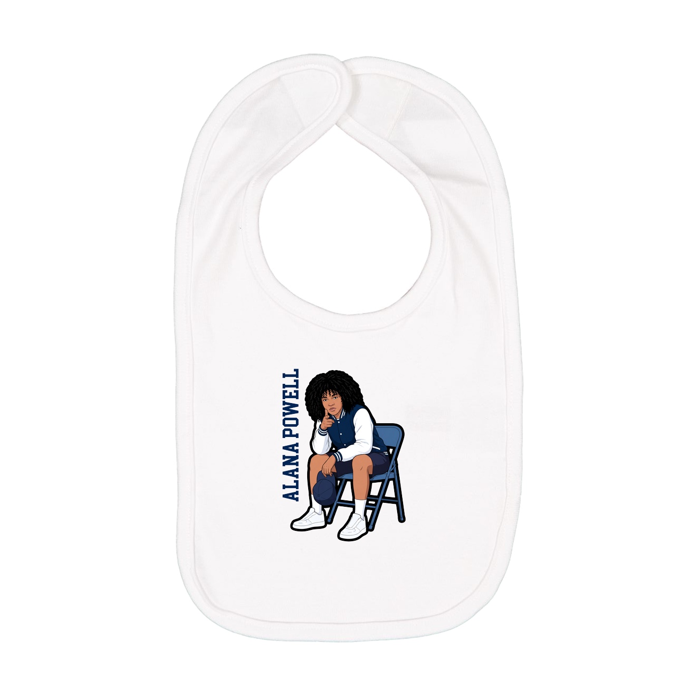 Infant Bib — Name Vertical in White
