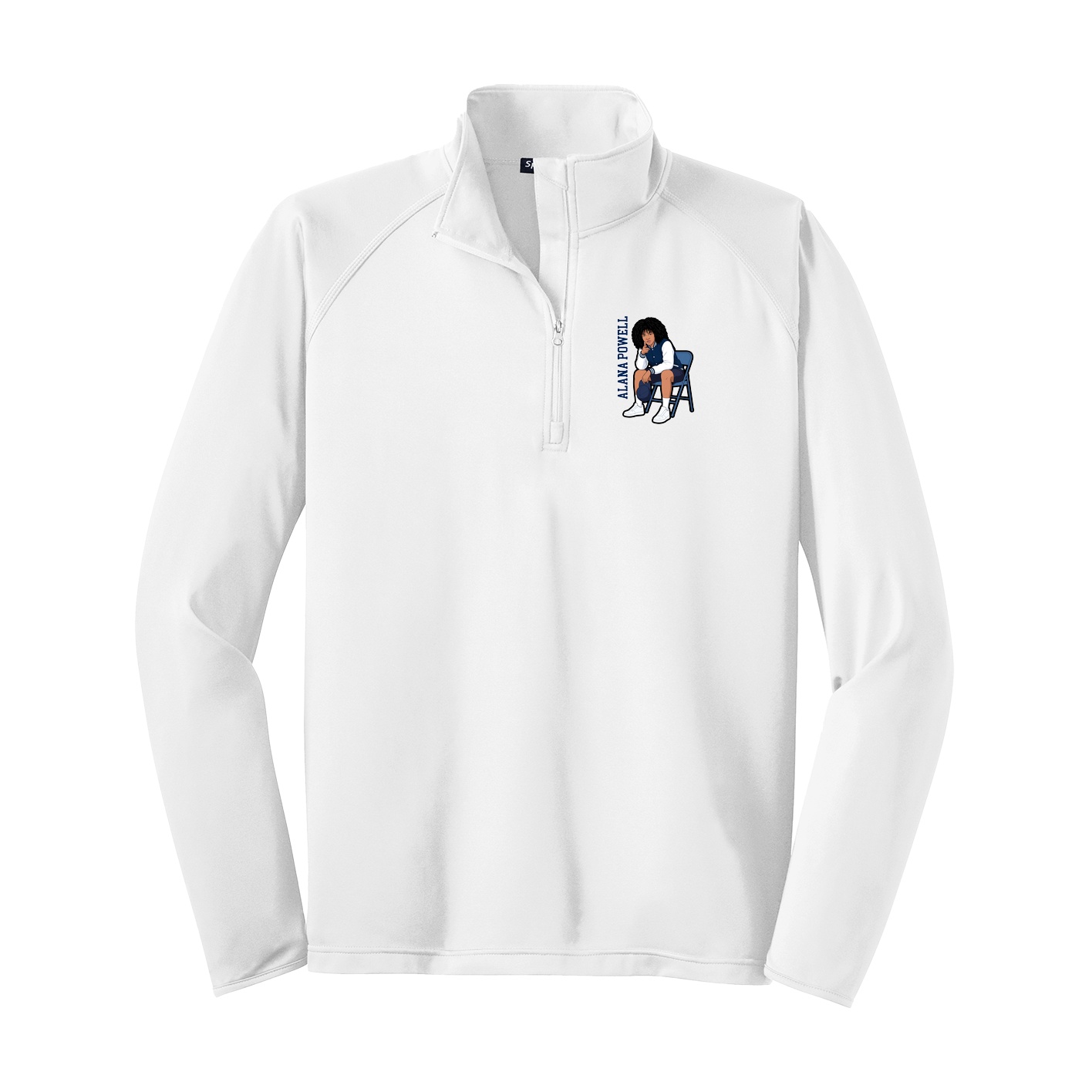 Q-Zip Pullover — Name Vertical in White