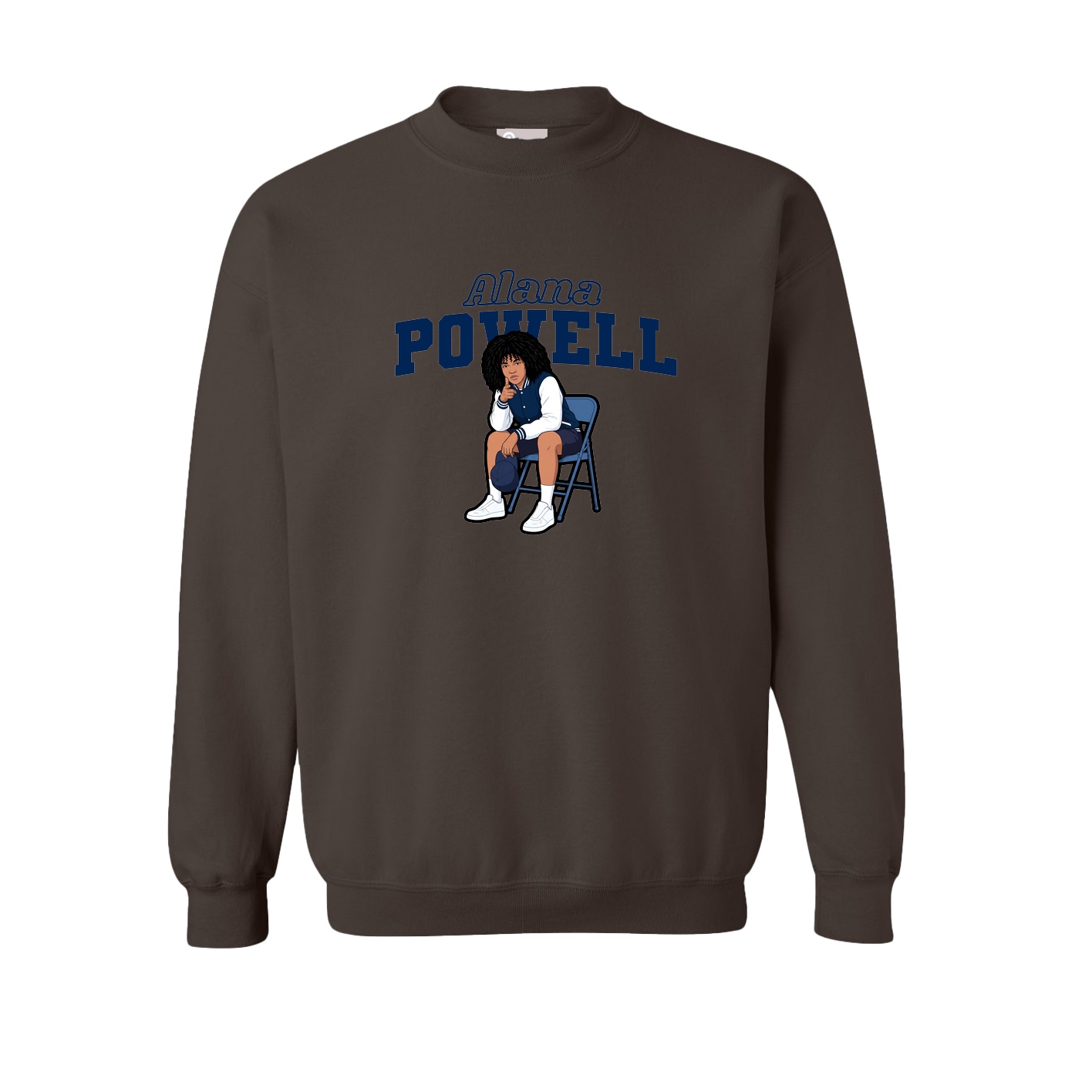 Fleece Crew — Name Arch in Brown