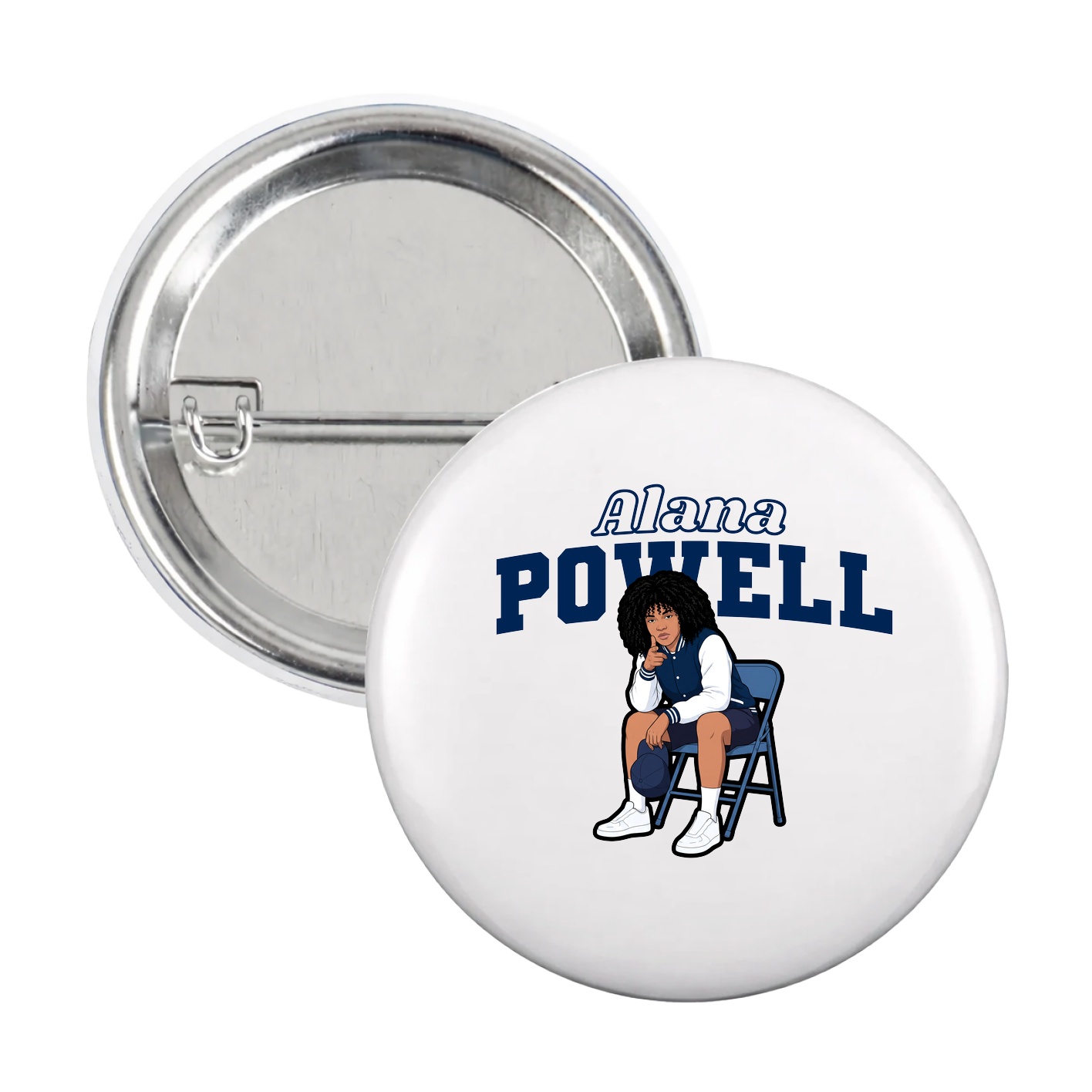 Game Day Button — Name Arch in White