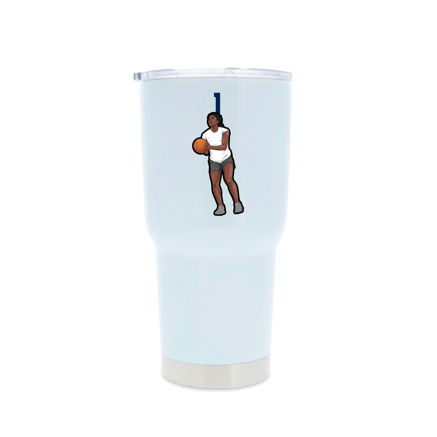 30oz Stainless Steel Tumbler — Number Top in White