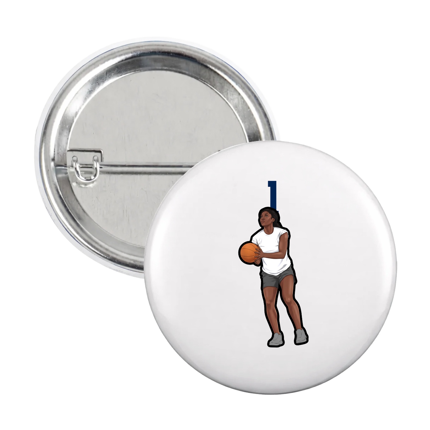 Game Day Button — Number Top in White