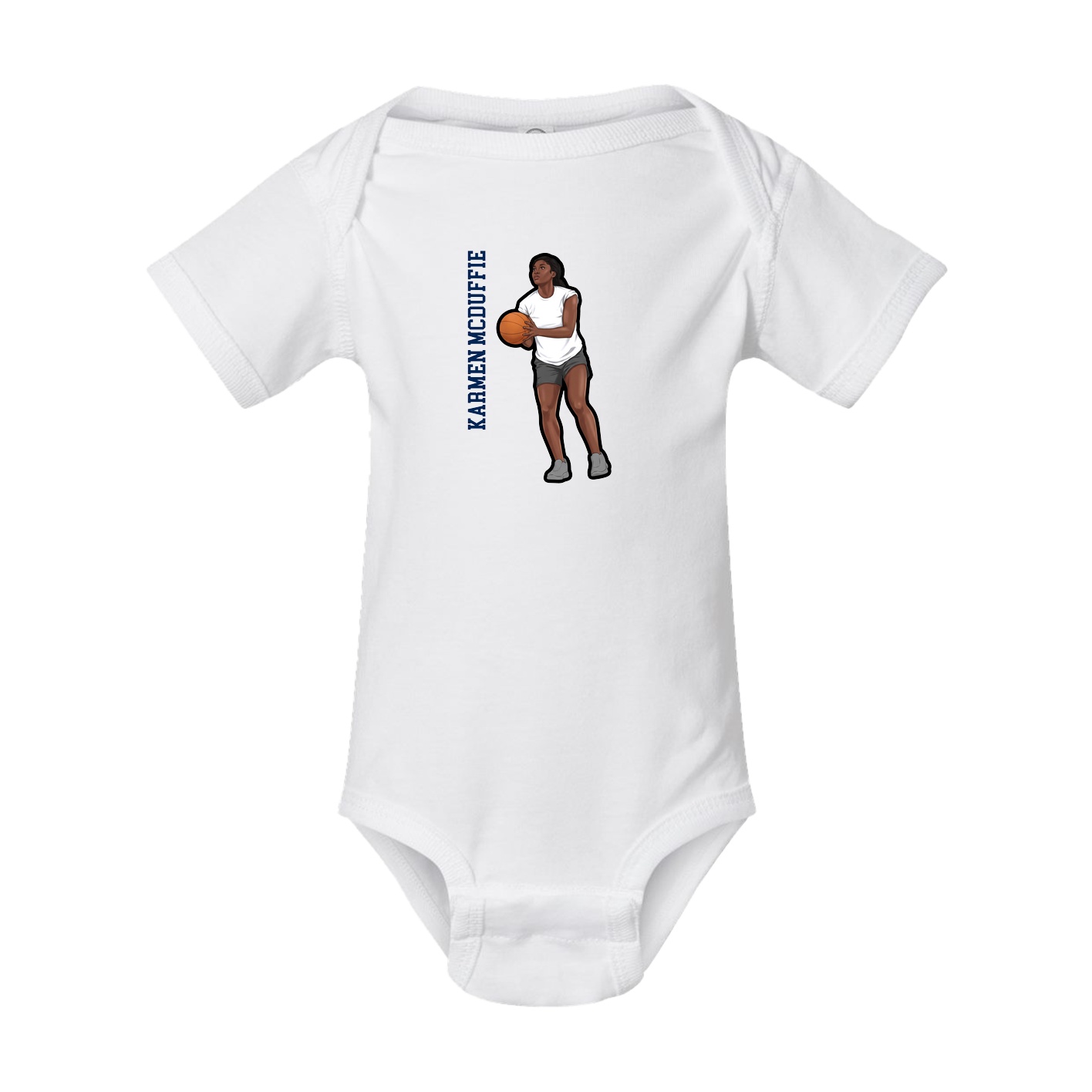 Baby Onesie — Name Vertical in White