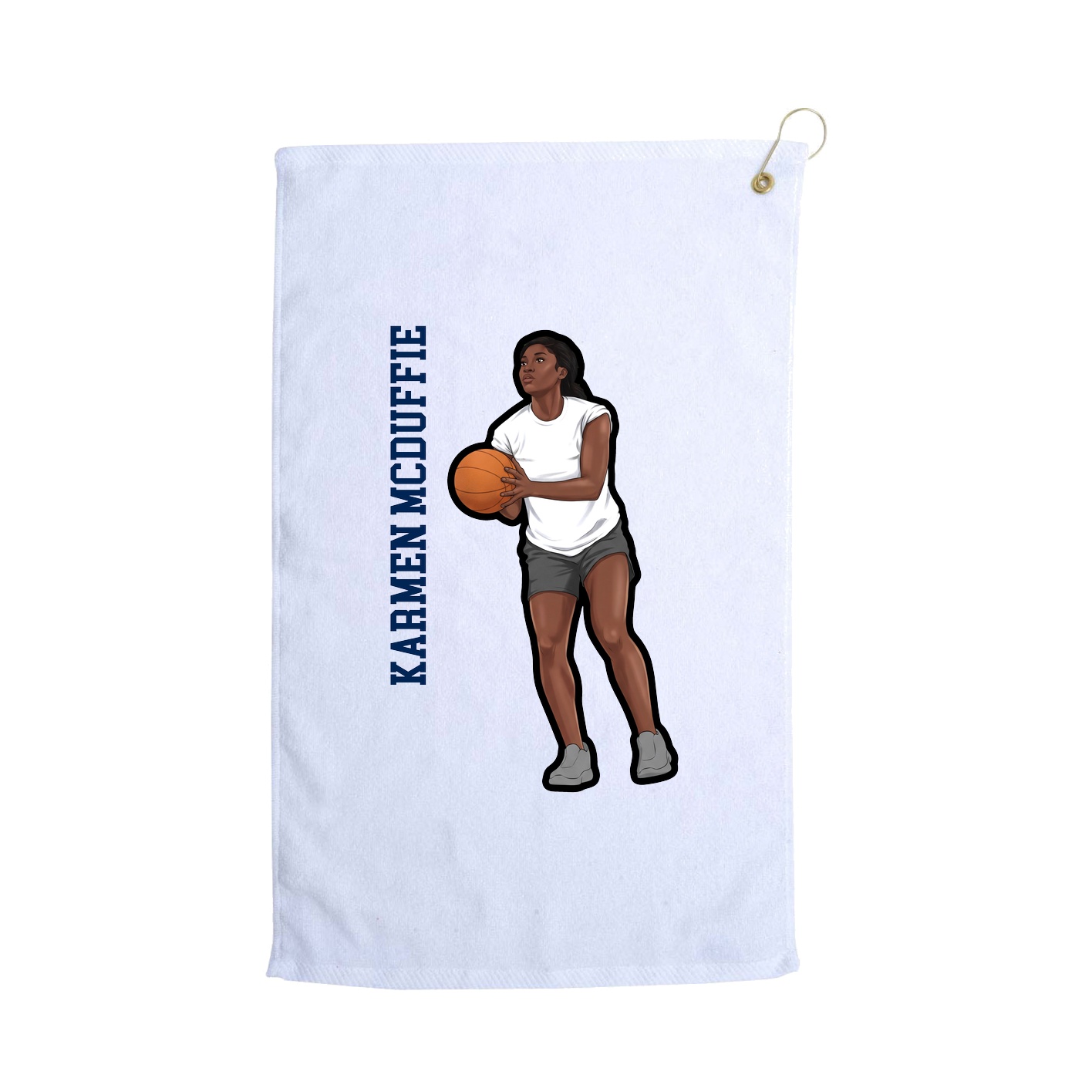 Golf Towel — Name Vertical in White