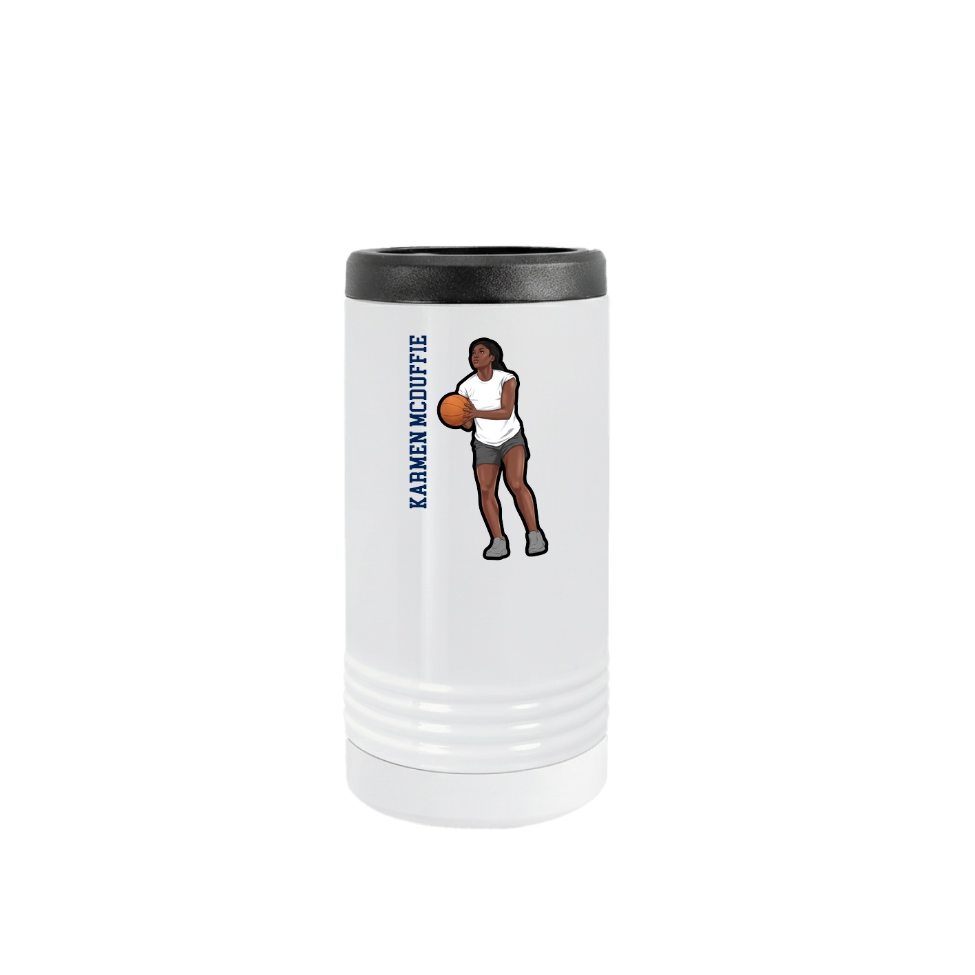 Slim Beverage Holder — Name Vertical in White
