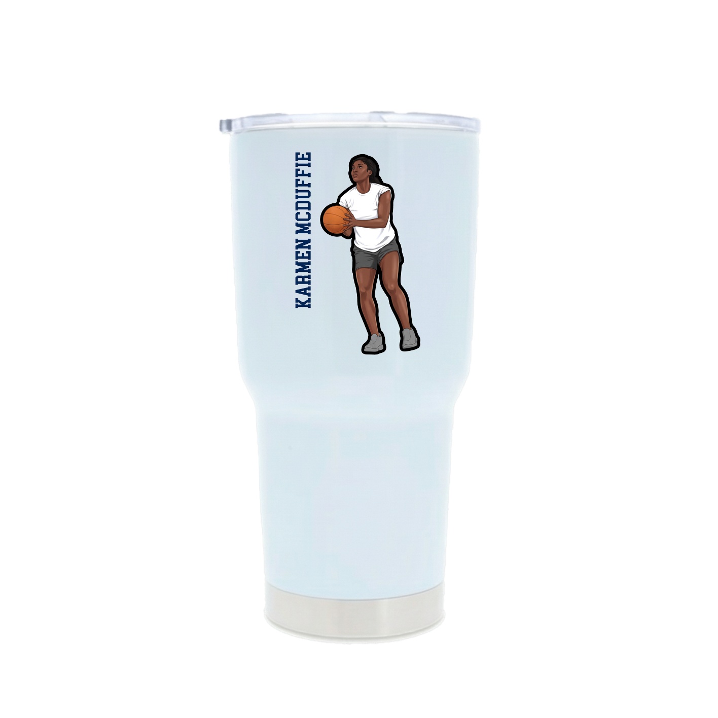 30oz Stainless Steel Tumbler — Name Vertical in White