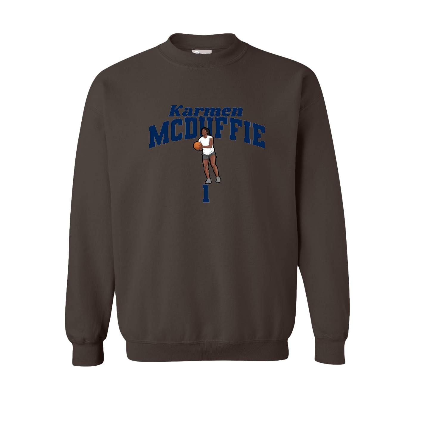 Fleece Crew — Signature Arch in Brown