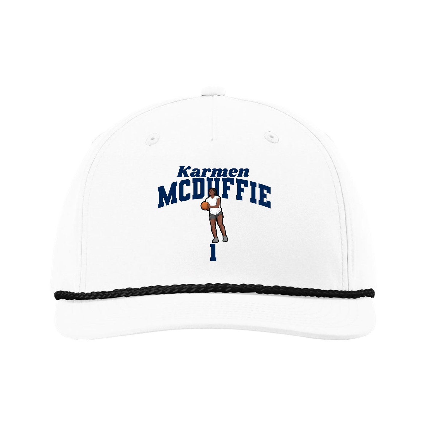 Five-Panel Classic Rope Cap — Signature Arch in White