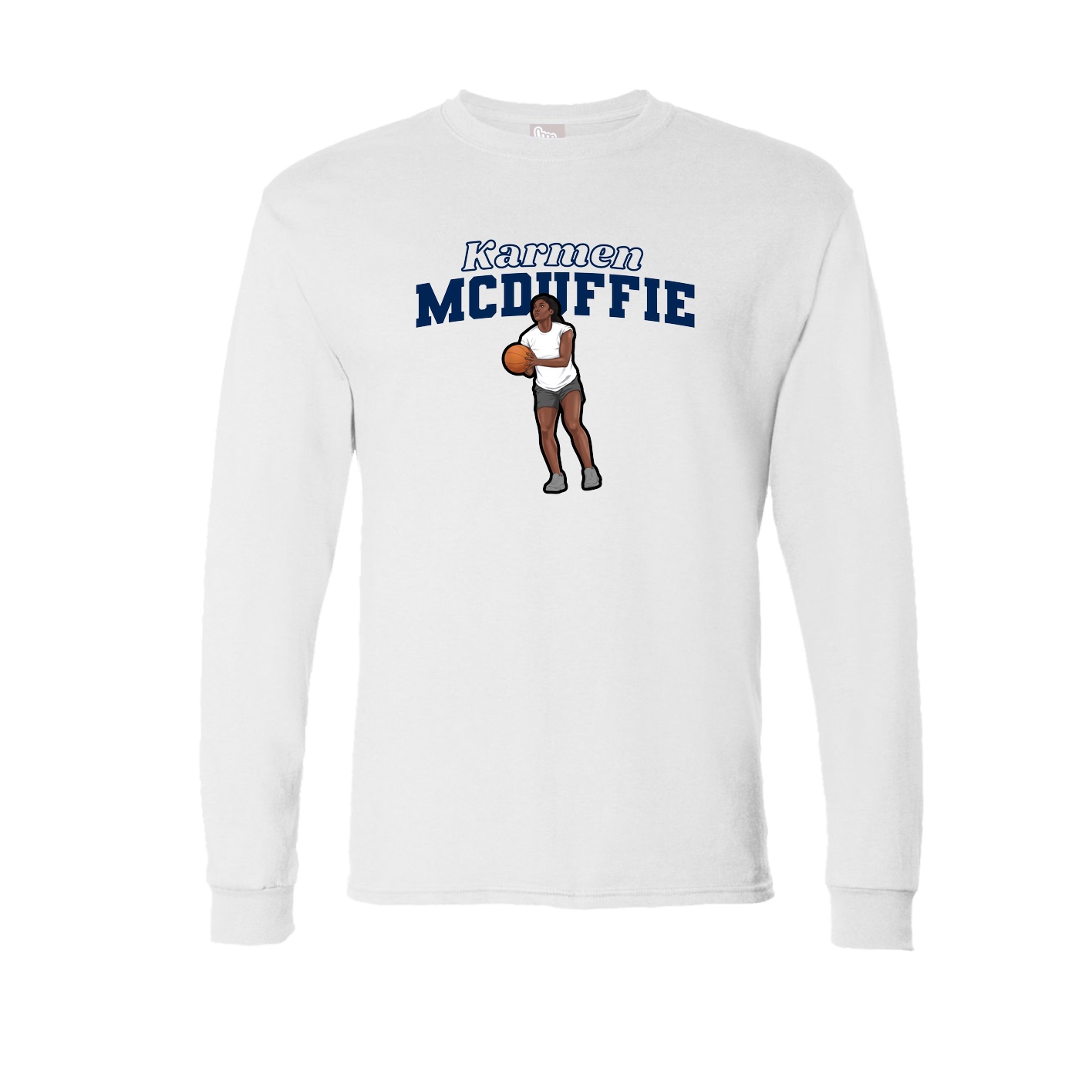 Long Sleeve Tee — Name Arch in White