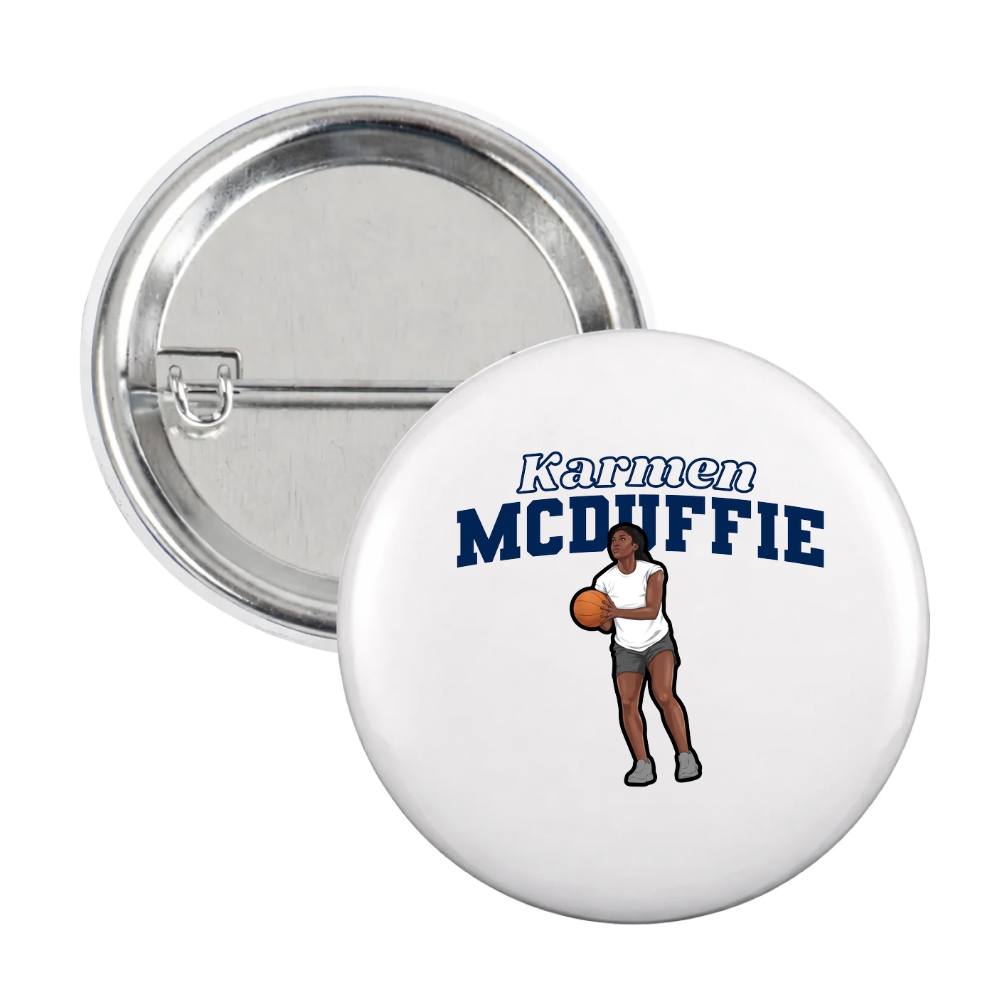 Game Day Button — Name Arch in White
