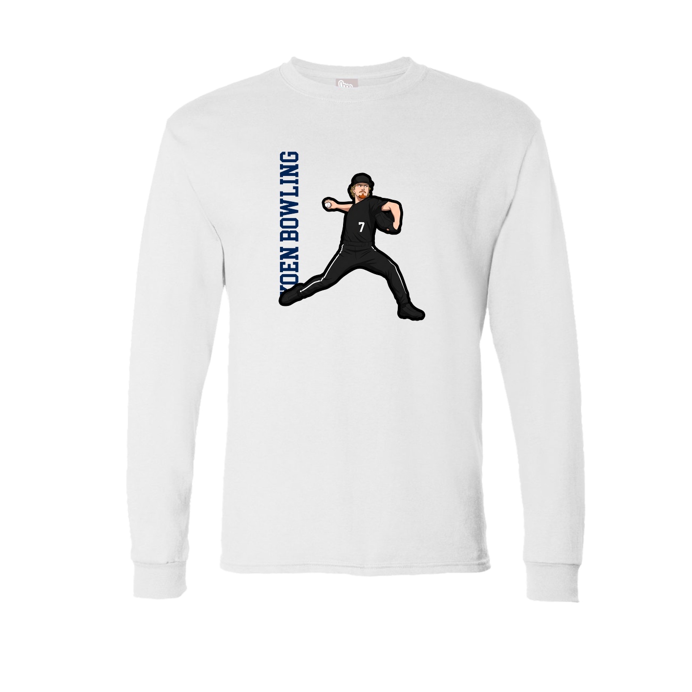 Long Sleeve Tee — Name Vertical in White