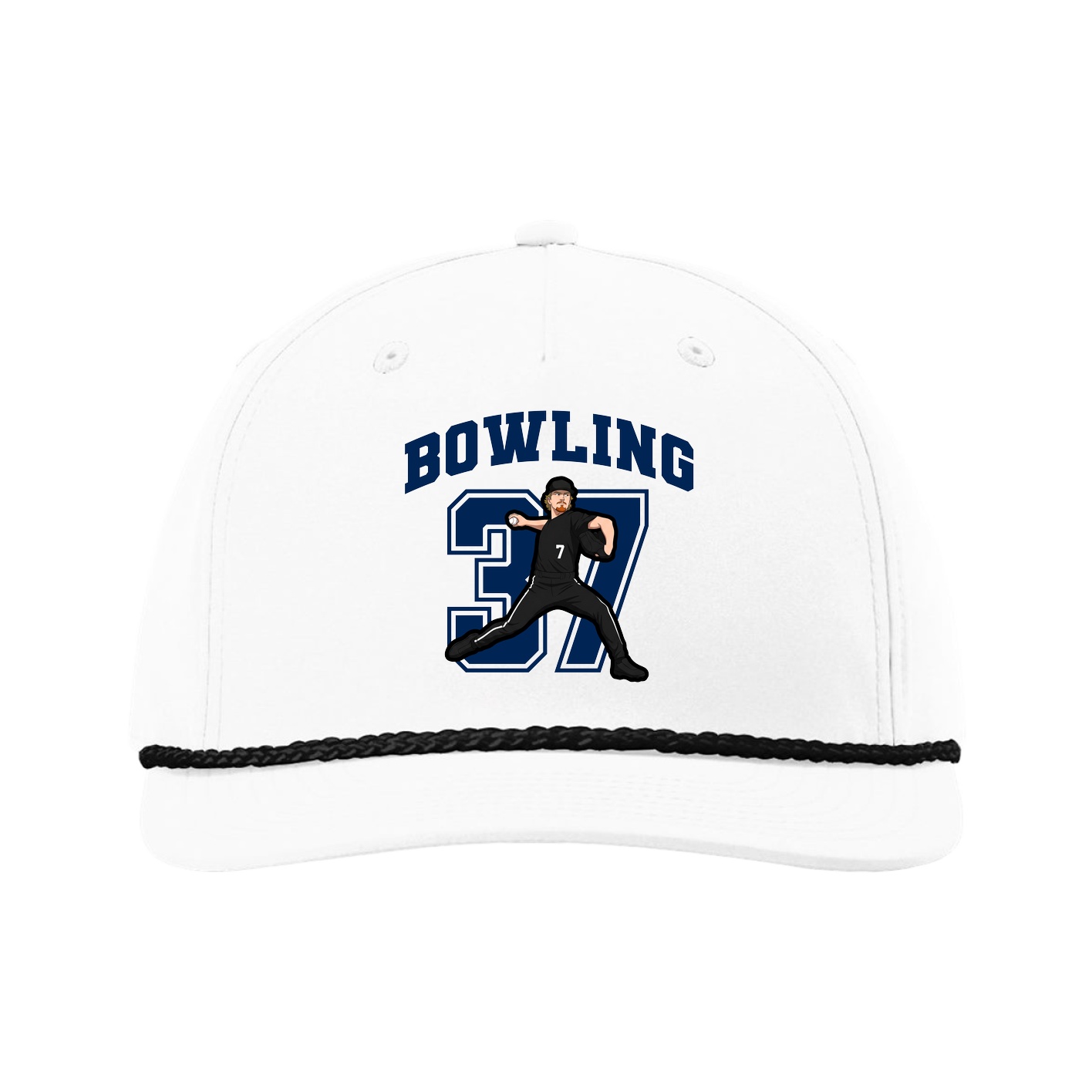 Five-Panel Classic Rope Cap — Number in White