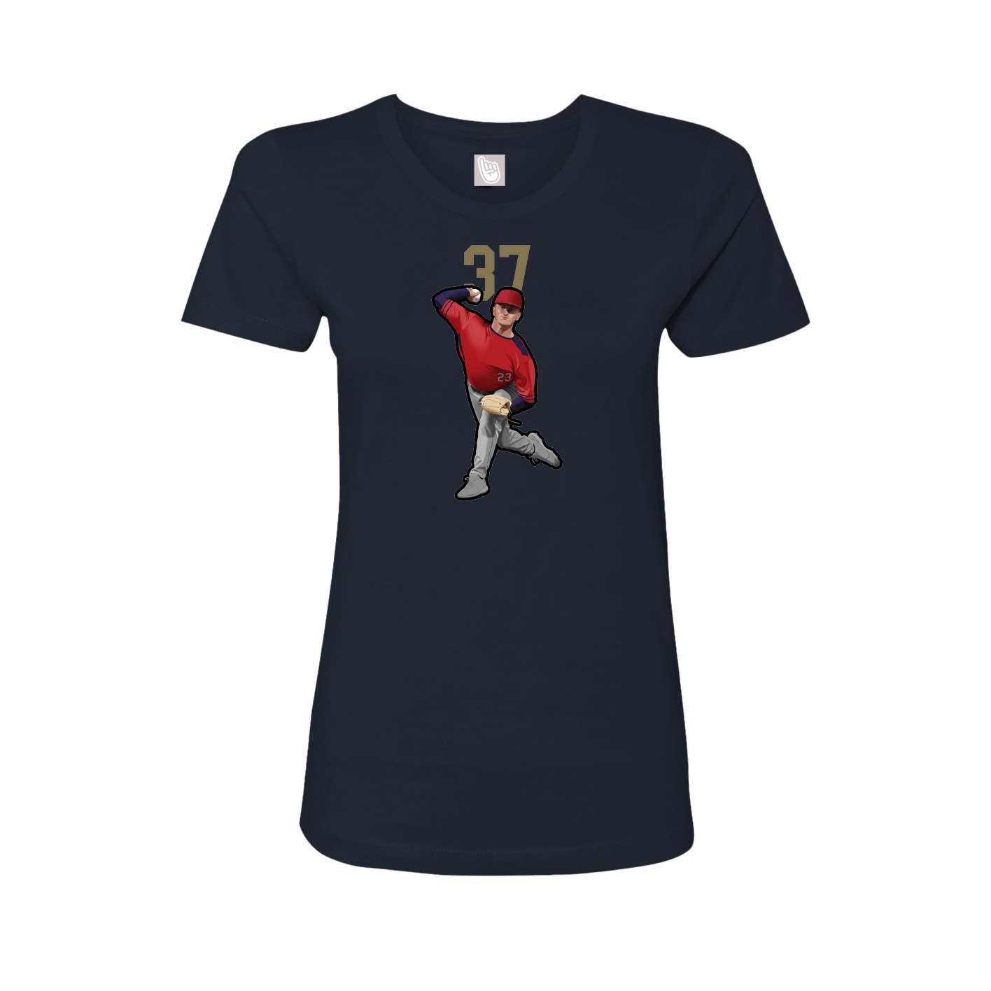 Fitted Women's Tee — Number Top in Navy