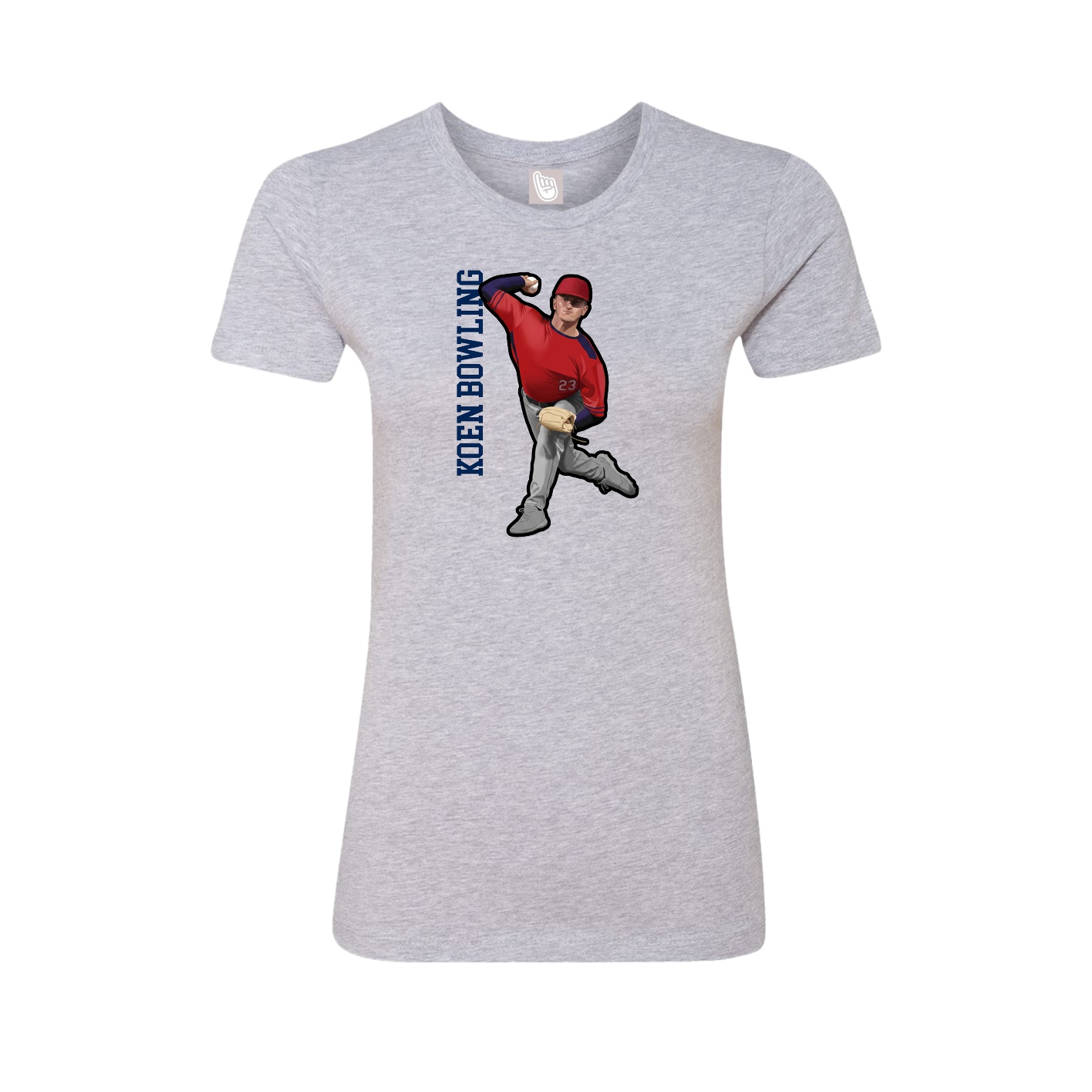 Fitted Women's Tee — Name Vertical in Grey