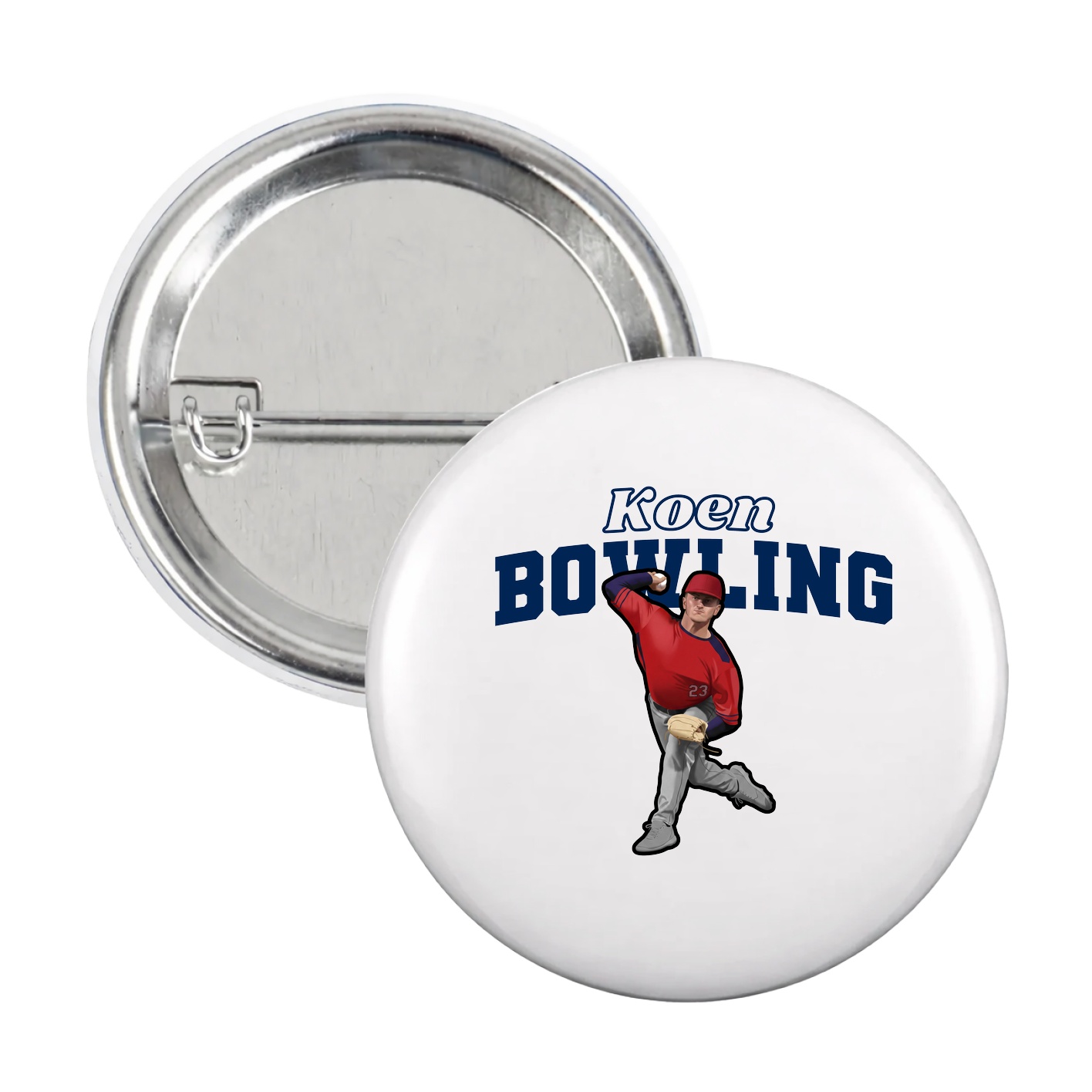 Game Day Button — Name Arch in White
