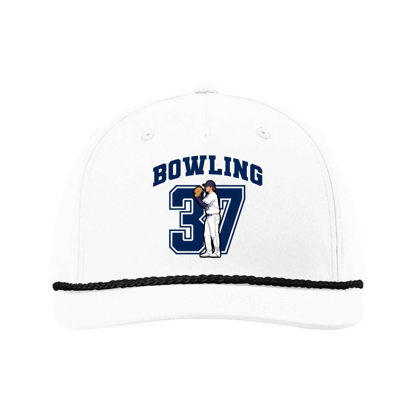 Five-Panel Classic Rope Cap — Number in White