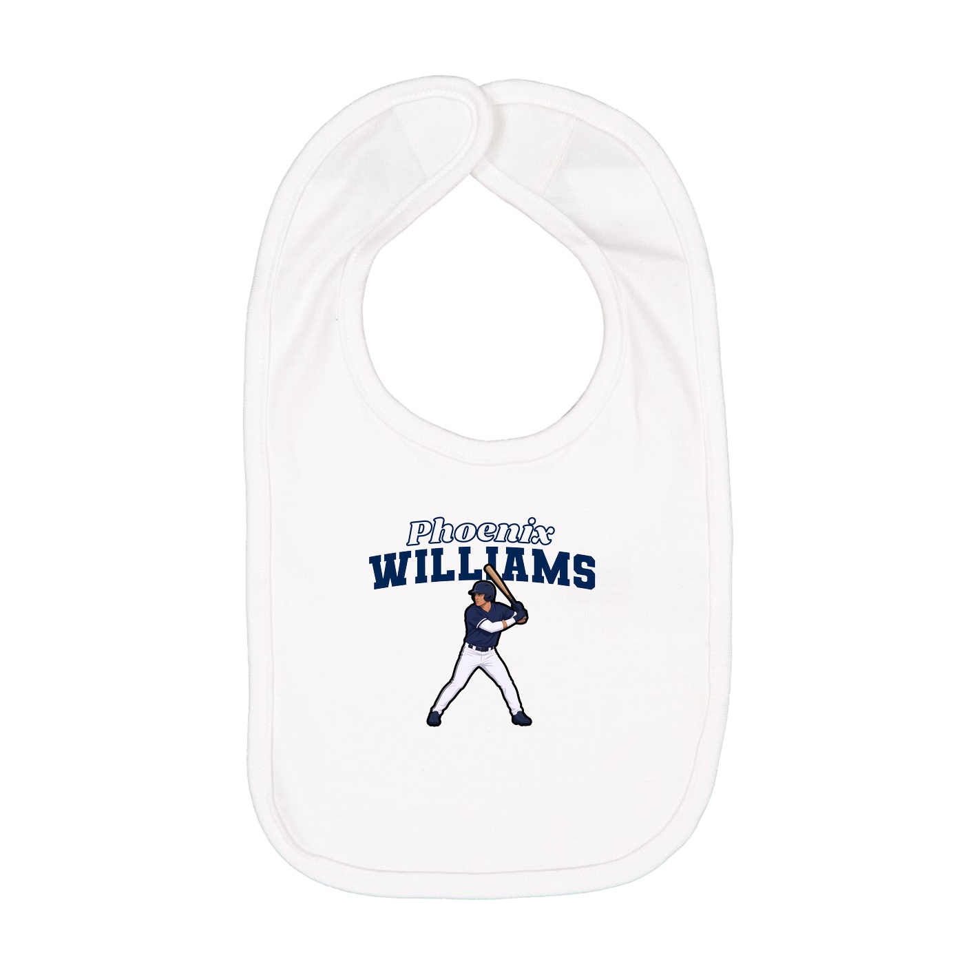 Infant Bib — Name Arch in White
