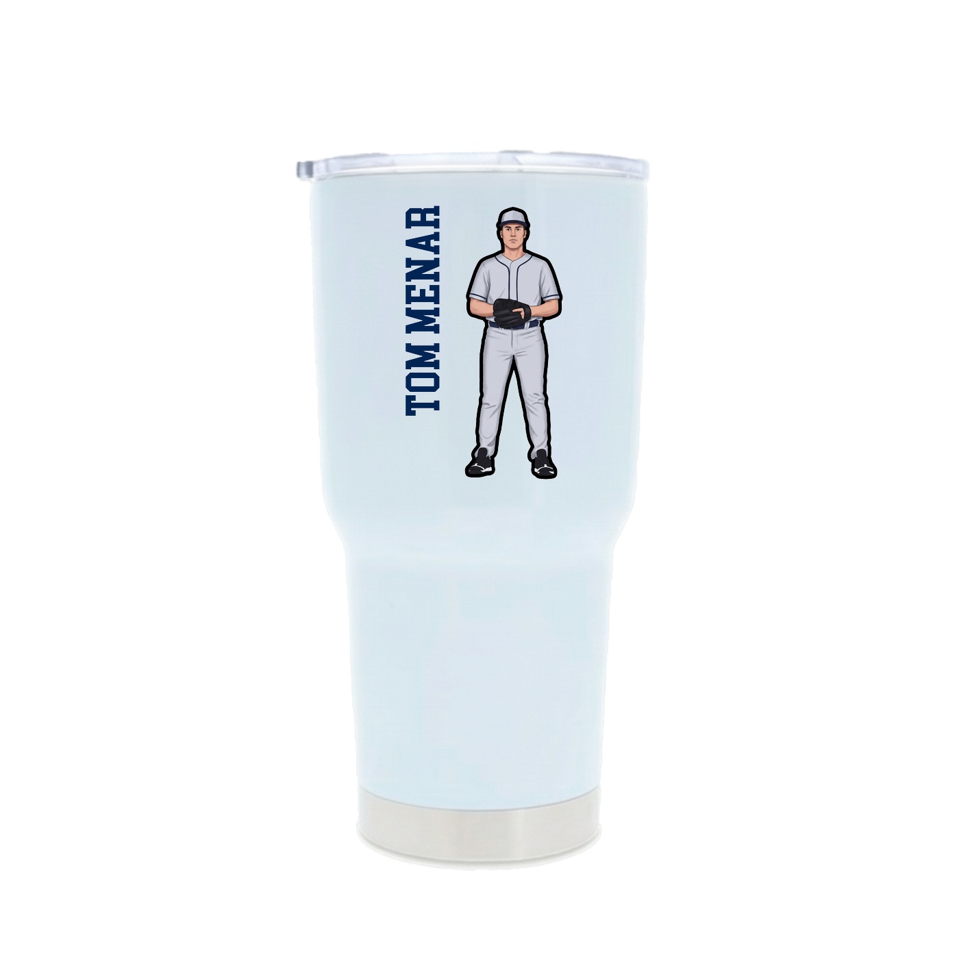30oz Stainless Steel Tumbler — Name Vertical in White