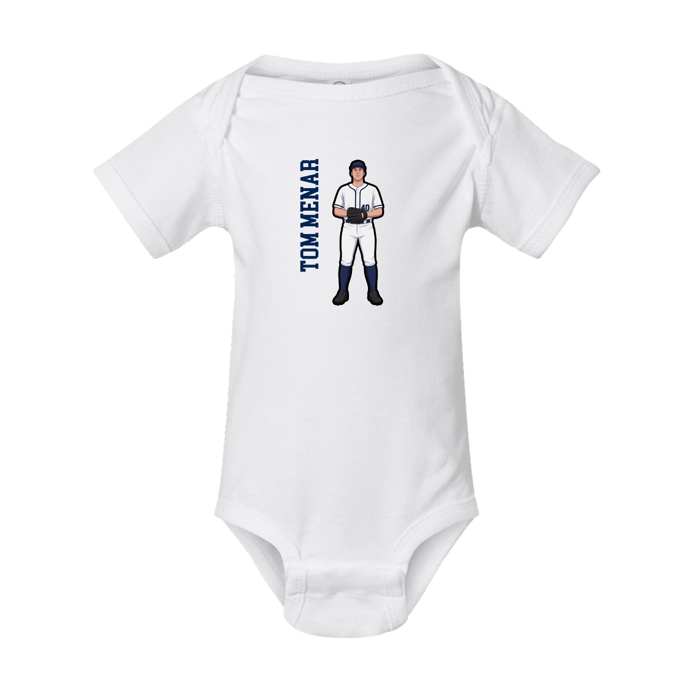 Baby Onesie — Name Vertical in White