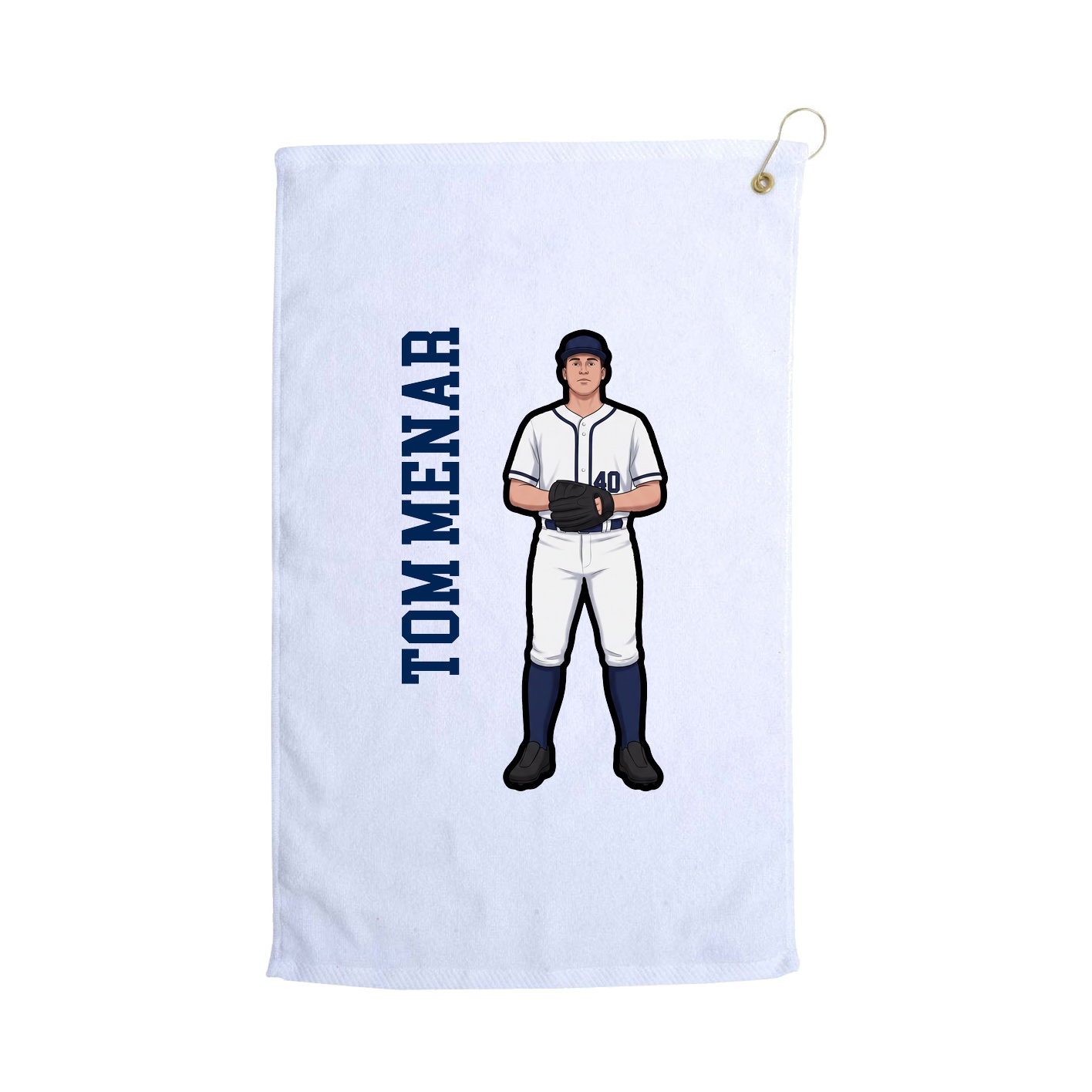 Golf Towel — Name Vertical in White